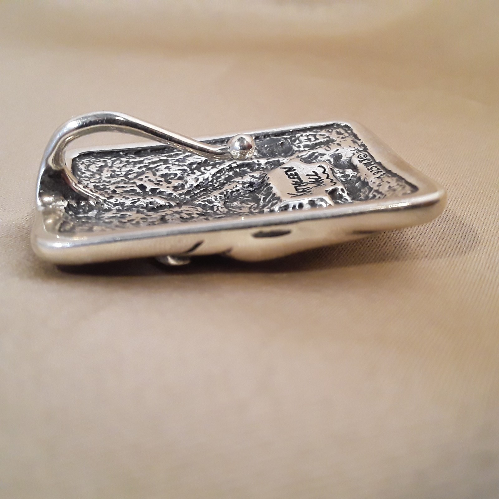 Kathleen Wall Sterling Silver 925 Coral Pendant Pueblo Southwestern Inlay
