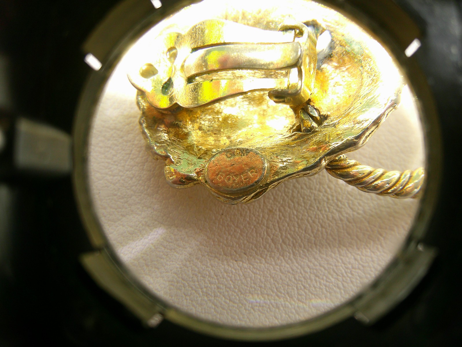 Vtg 80’s Gay Boyer Lion Head Door Knocker Earrings Clip-On, Rope Circle