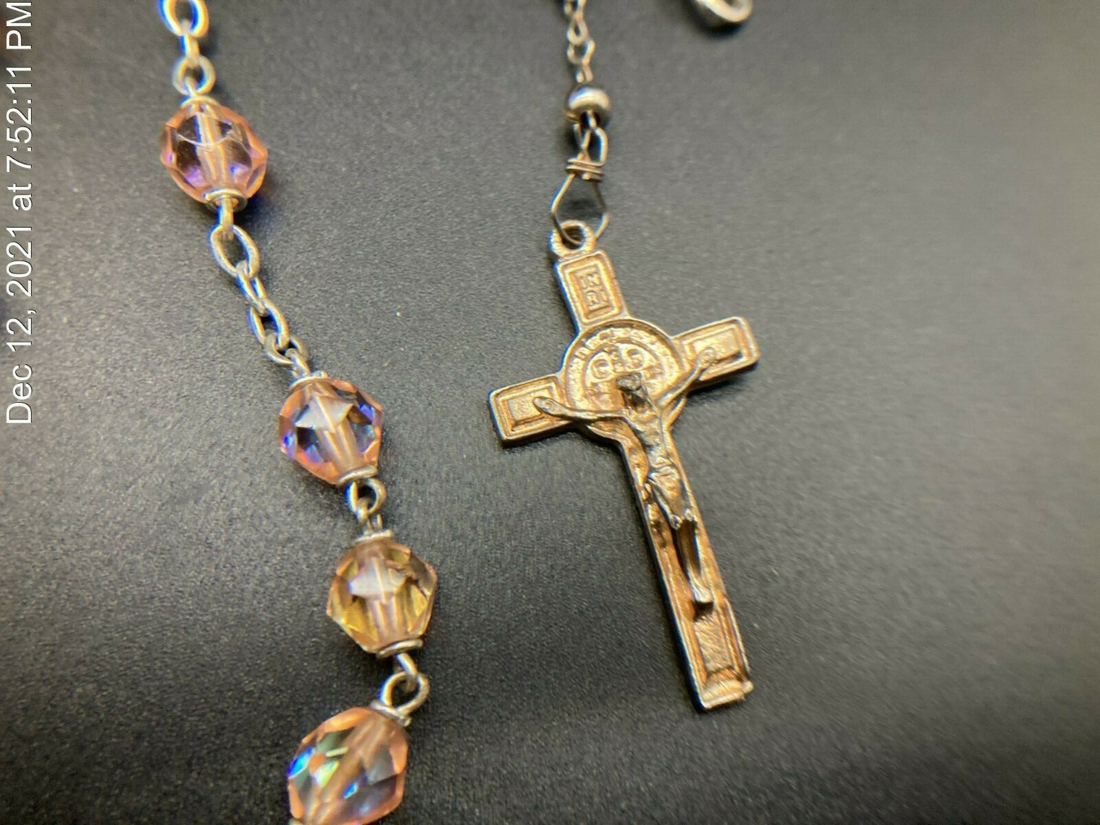 3 Vintage Faceted Czech Glass Bead Rosary Red Blue Pink LOT *Damaged* SOLD AS IS