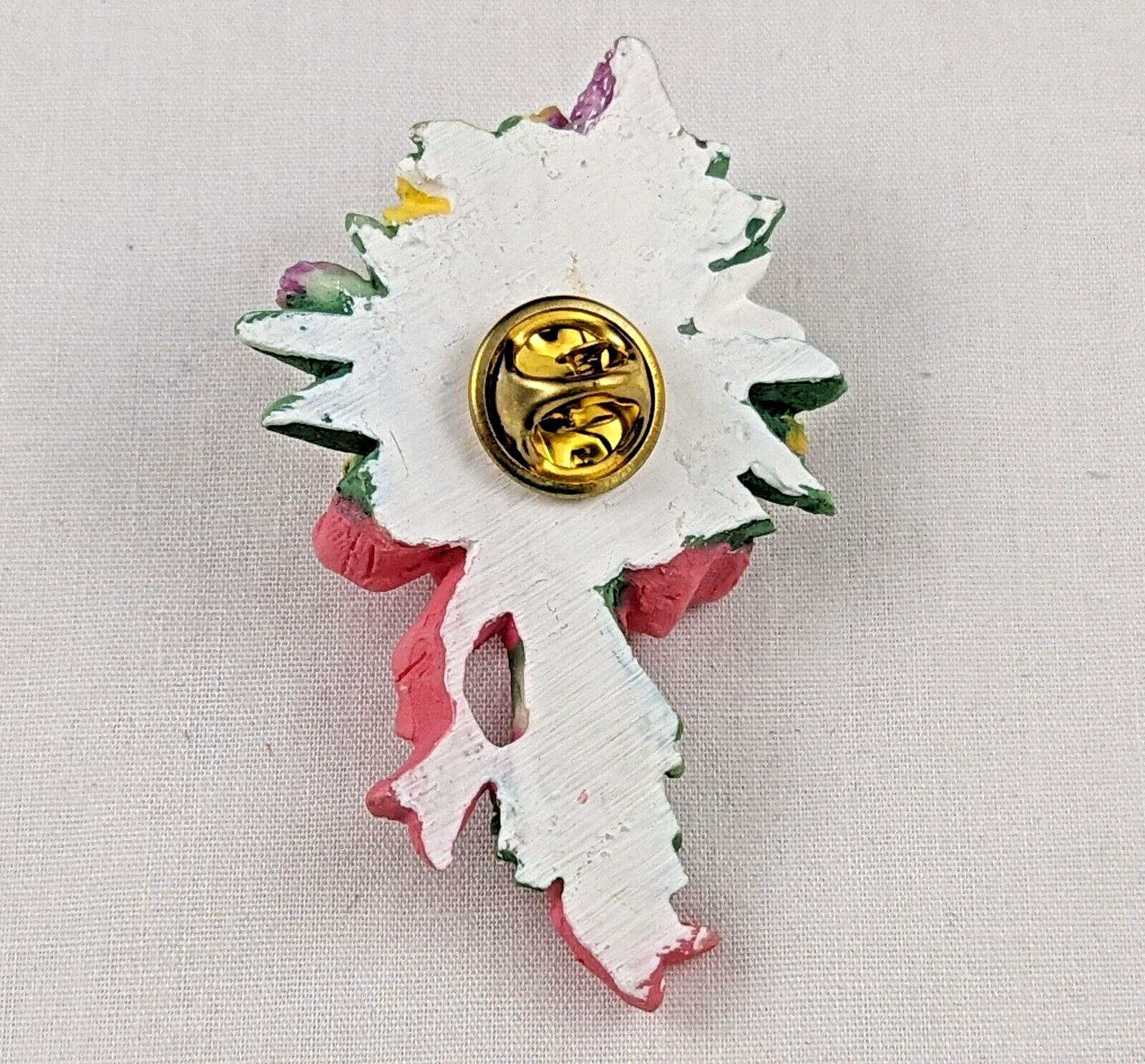 VTG Hand Painted Floral Bouquet Design Brooch Pin Costume Jewelry Flowers Multi