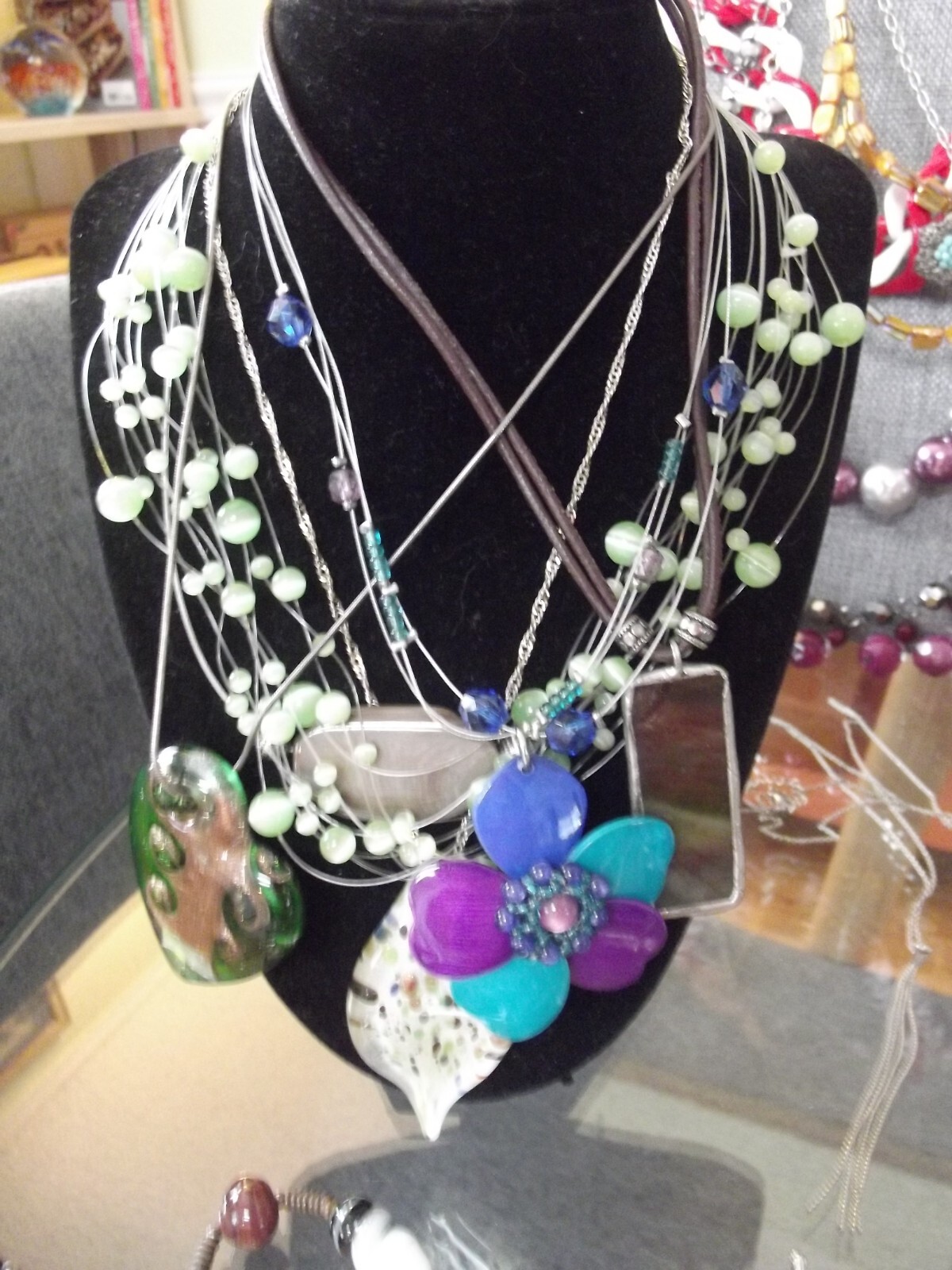 Lot of 50+ Necklaces Vintage 2 Now Some signed ,Stone, Glass, Shell, Acrylic Etc
