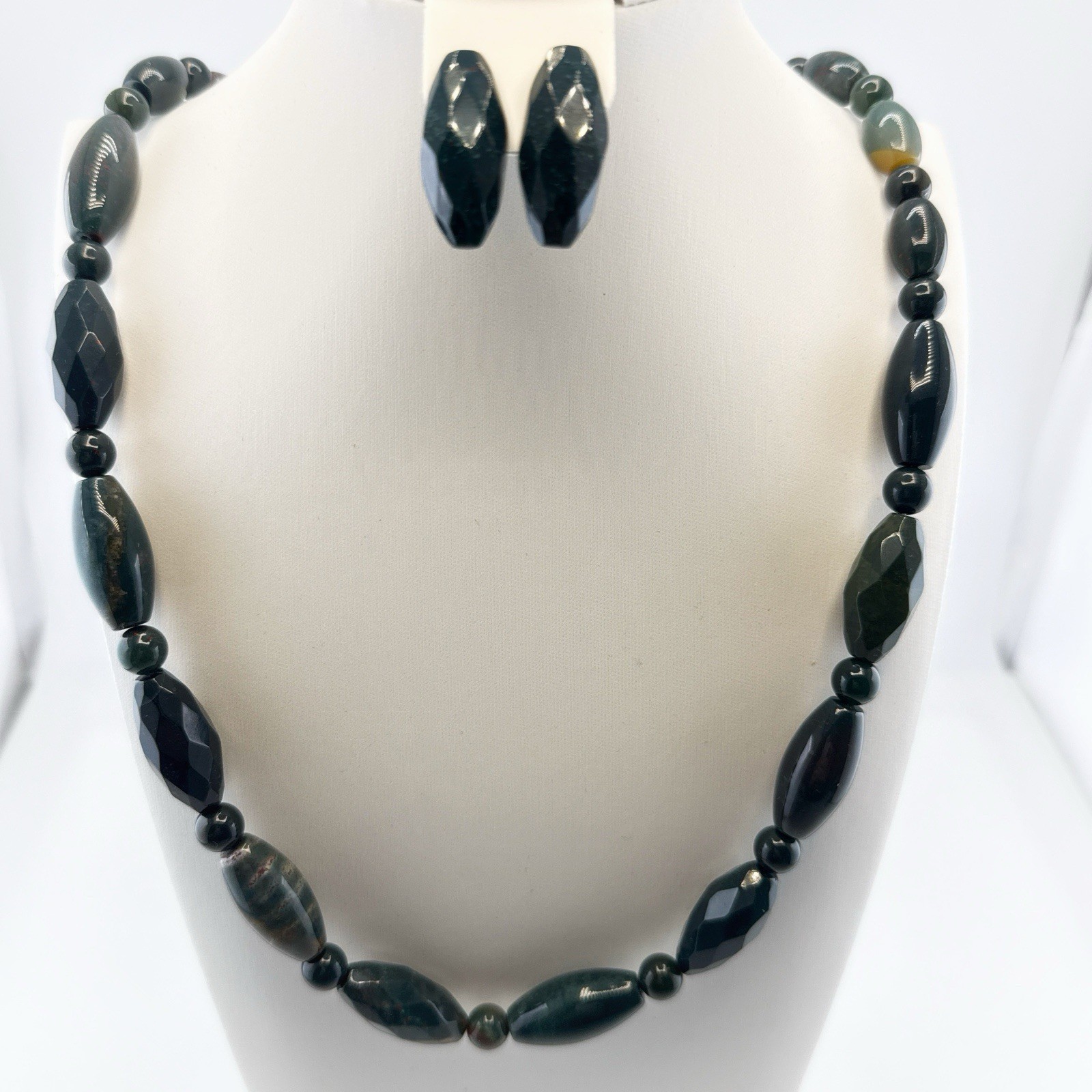 Jay King Necklace Earrings Set Lot Green Blue Beaded Sterling Silver Faceted DTR