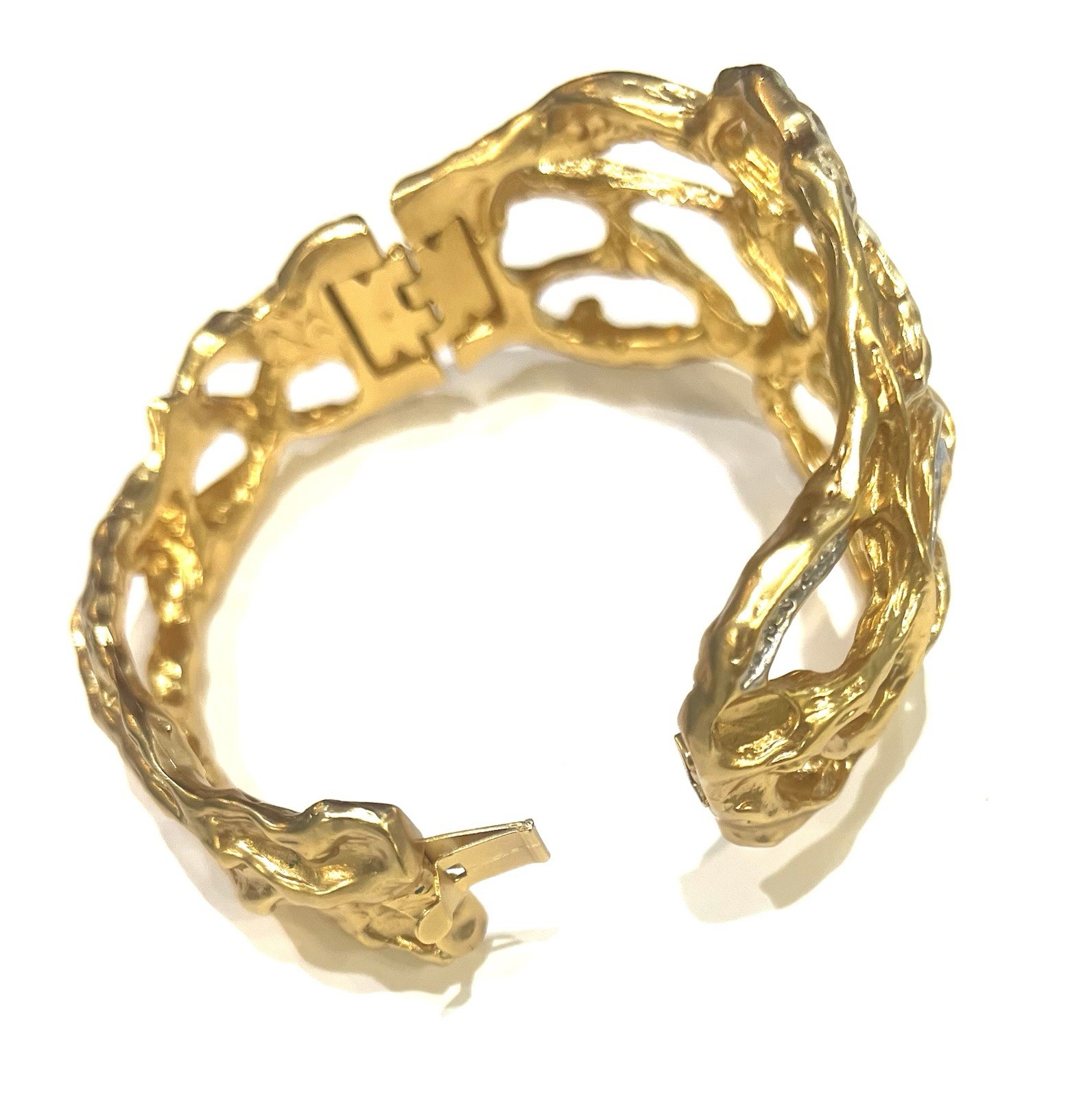 Elizabeth Taylor Gold Tone & Crystal Hinged Bracelet Signed