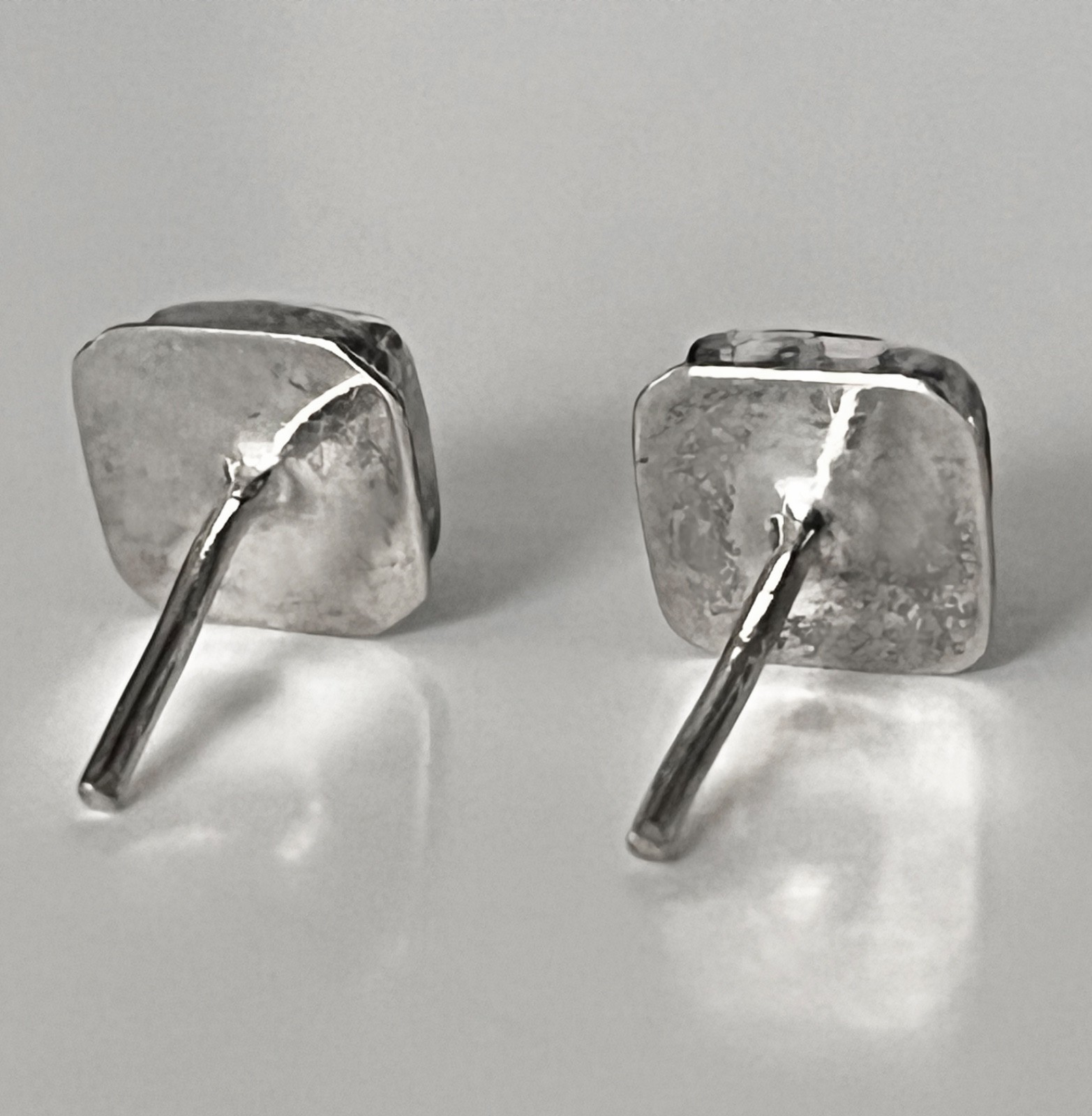 Sterling Silver and Polished Milky Aquamarine Gemstone Stud Earrings, 6mm Stones