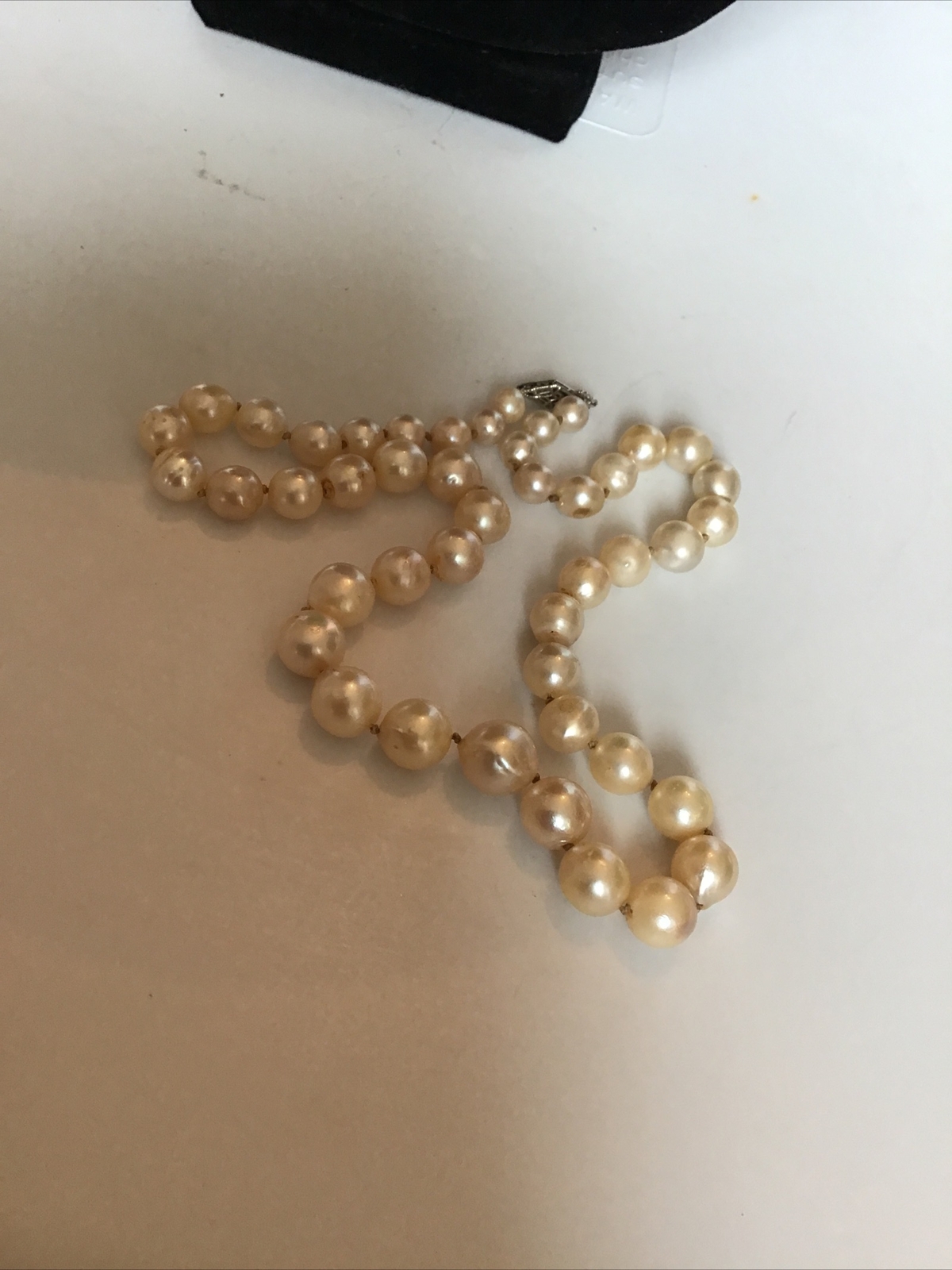 16″ Strand Cultured Graduated Pearls Necklace 2.6-5.3MM Clasp Marked 14k B&Co