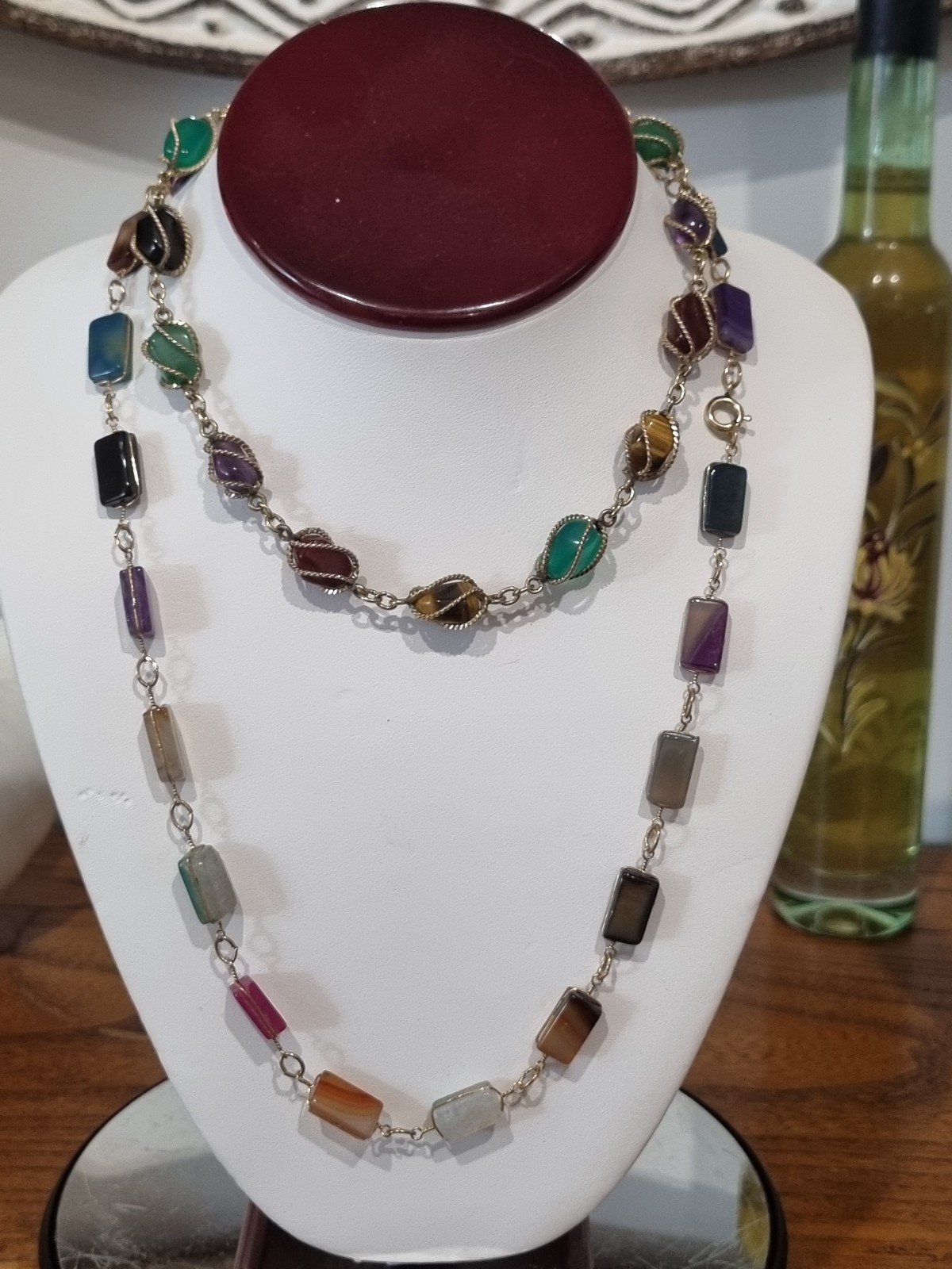 Vintage 1960s 12k Gold Filled Semi Precious stone necklaces See Video