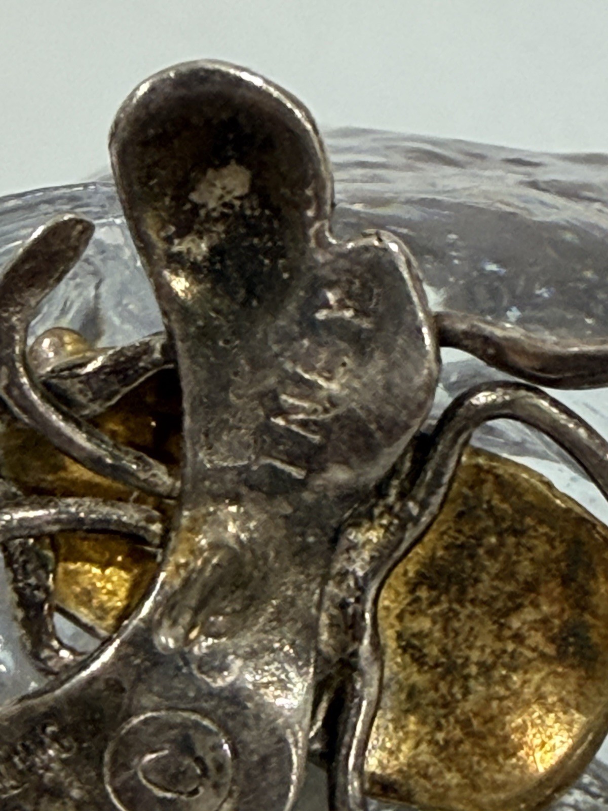 Vintage Sterling Silver Mexico Bee Figural Brooch Mixed Metal Taxco Style Insect