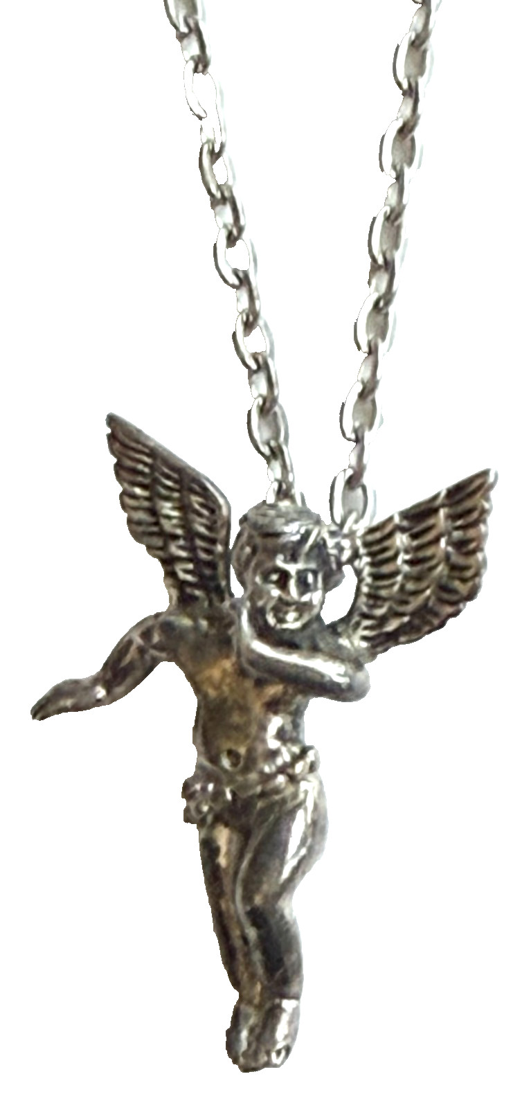 STUNNING VINTAGE 925 SILVER HEAVENLY ANGEL 1 1/4″ PENDANT NECKLASS ON 20″ CHAIN