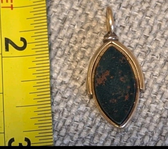 Antique 9ct Gold Bloodstone Carnelian Spinner Pendant