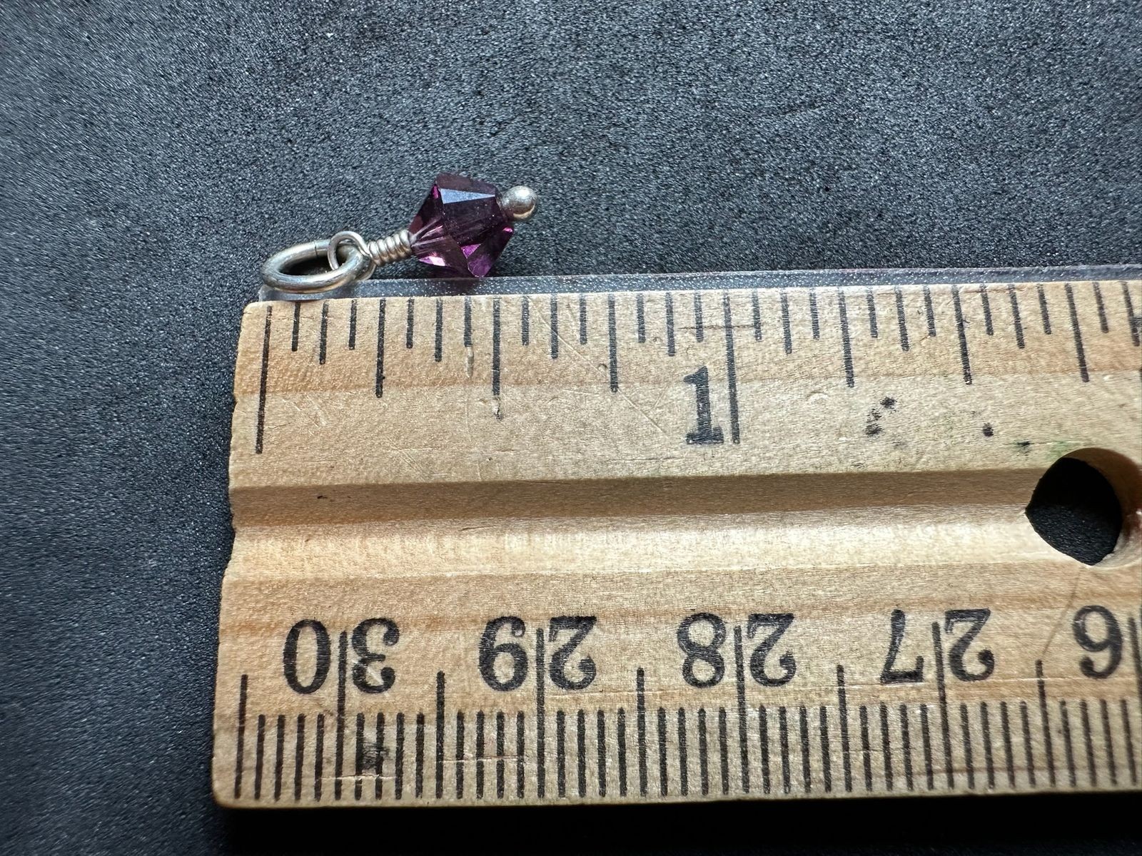 0.46g Vintage Sterling Silver 925 Purple Faceted Bead Pendant Small Charm M