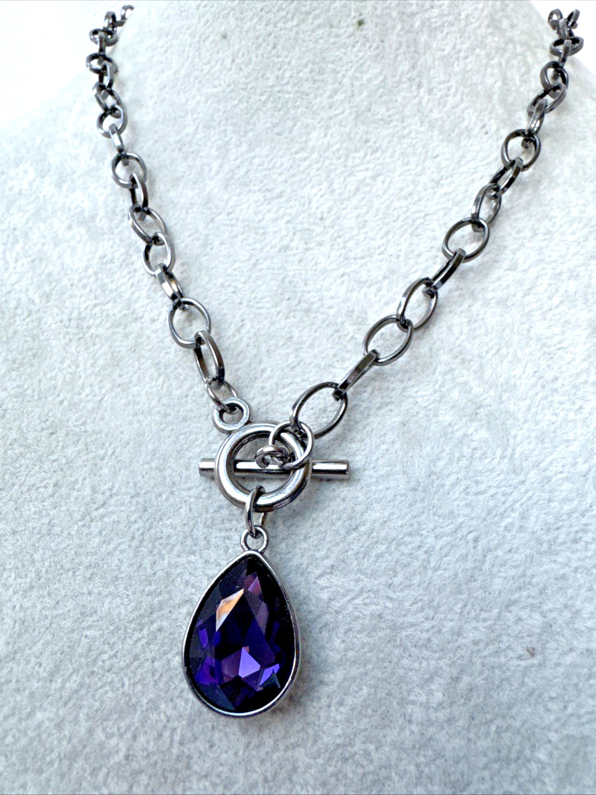 y2k Purple Gunmetal Modernist Necklace Jewelry VTG Goth Silver boho career witch