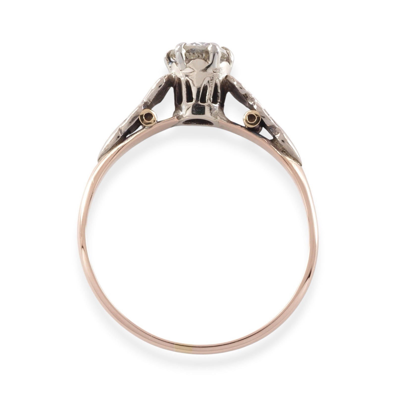 LUMINOUS POISE 1920s Deco 18K Gold & Platinum Set Old European Cut Diamond Ring