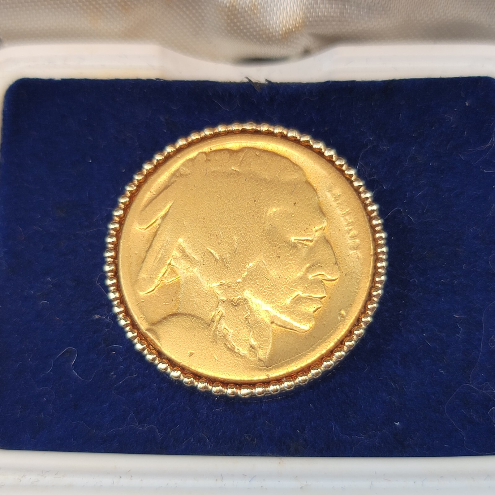 Swank Cut-Out Genuine US Buffalo Nickel Coin Tie Tack with Case