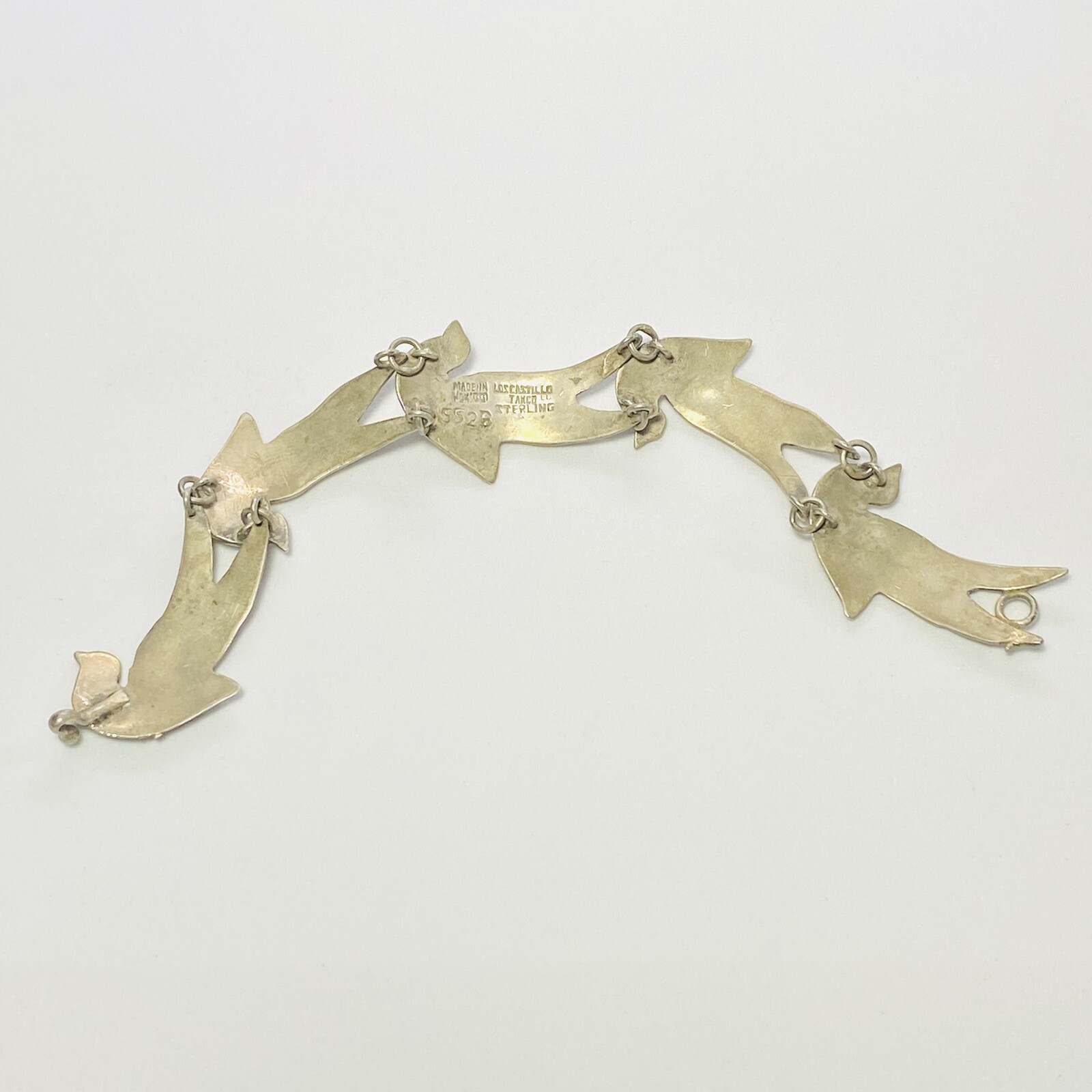 Los Castillo Taxco Mexico Sterling Silver Dove Bird 6.5″ Bracelet 23.0g