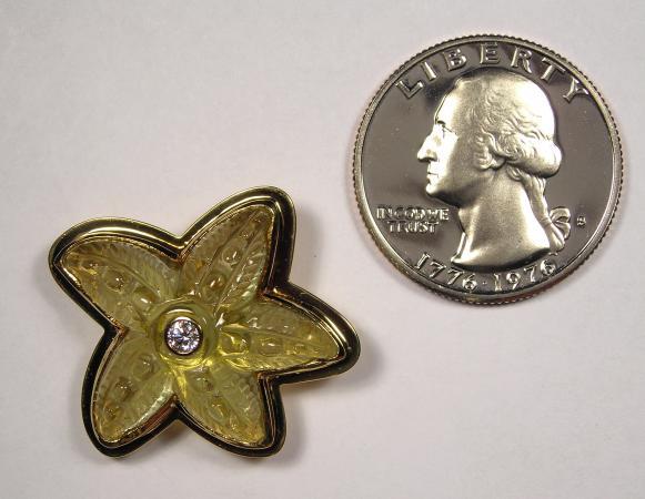 Starfish Pendant/Brooch – 18K Yellow Gold, Beryl, Diamond – Gunther Weinz