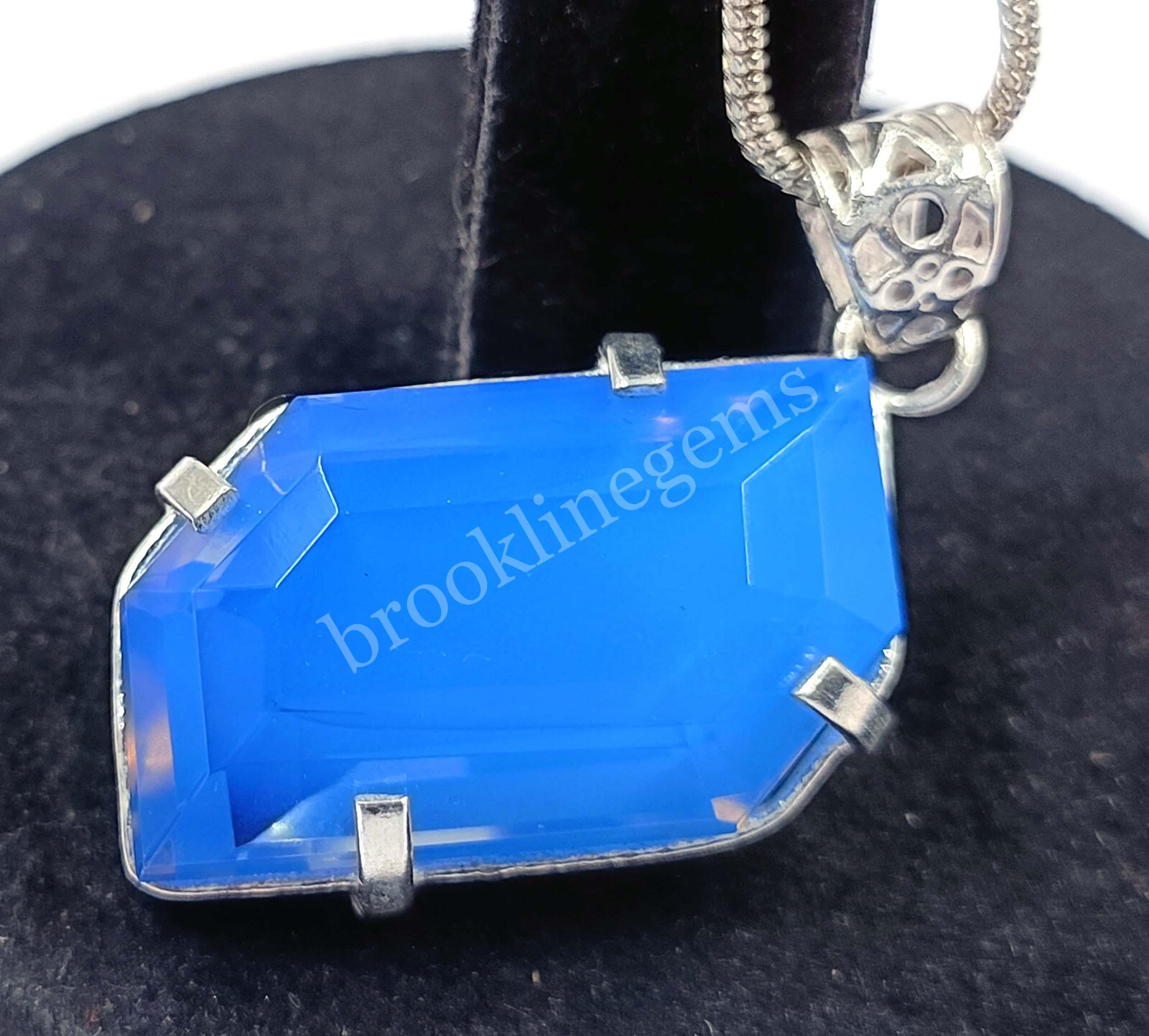 69.70 Ct Fancy Cut Natural Blue Opal EGL 925 Solid Silver Pendant Gems 5MRB