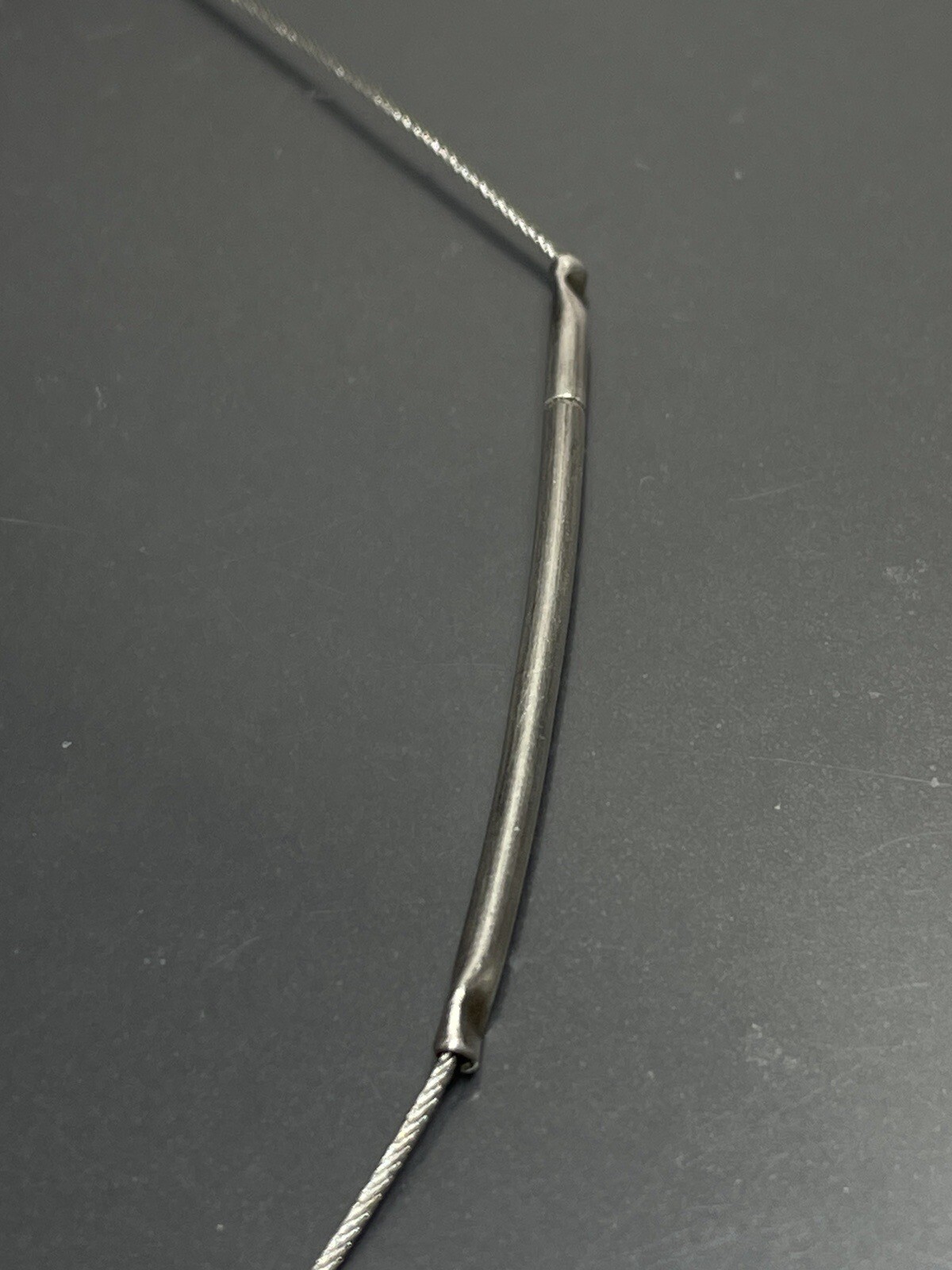 Vtg Sterling Silver 925 Wire Necklace With Pendant & Pink Stone 18 in Signed✨