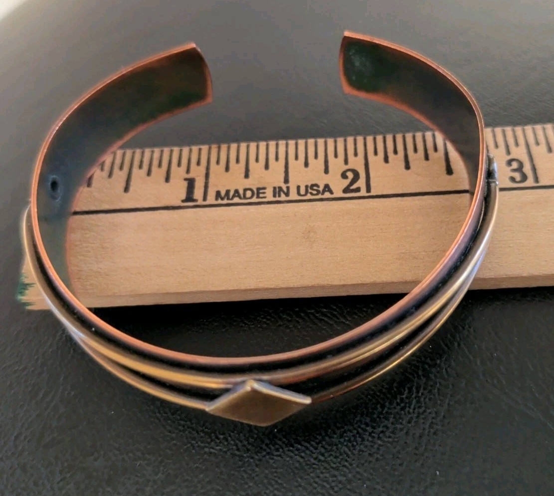 2 Vintage Genuine Copper Cuff Bracelet Different Styles, Braided, Marked, Stylis