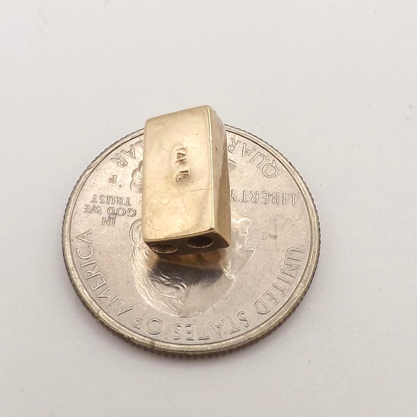 Solid 14k Gold Natural Citrine Heart Slide Bracelet Charm Vintage Designer JM