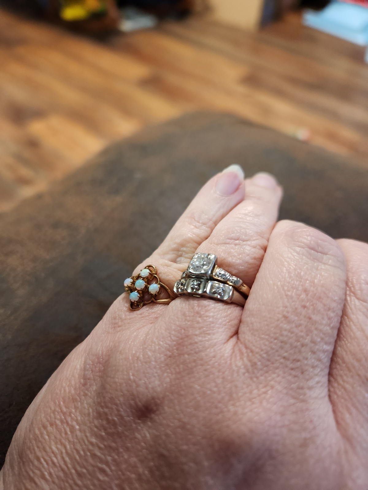 Antique 10k Yellow Gold Ostby Barton Opal Cross Ring Deco Sz 3.25 Pinky 1.22g