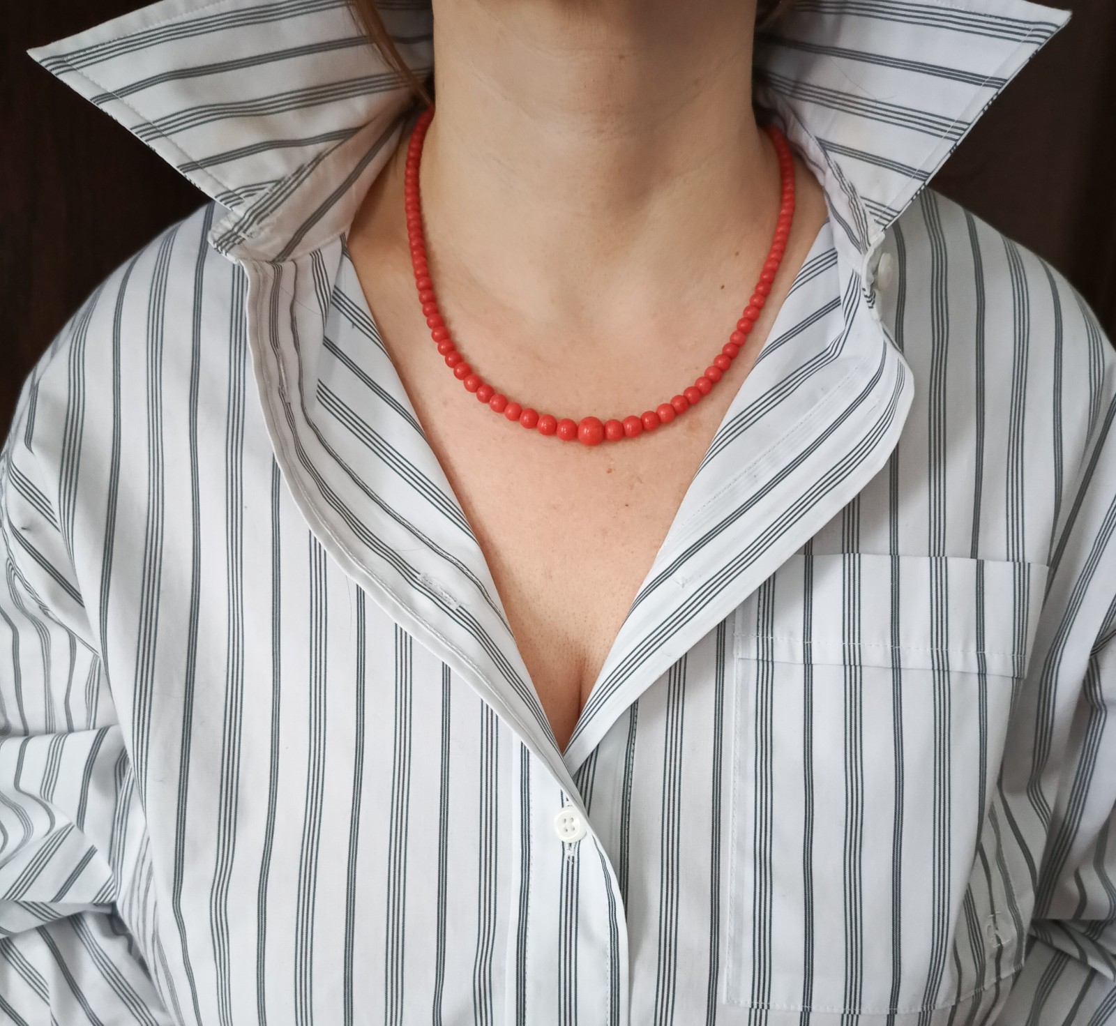 Beautiful Vintage Italian Mediterranean Coral Necklace Beads 45 Cm