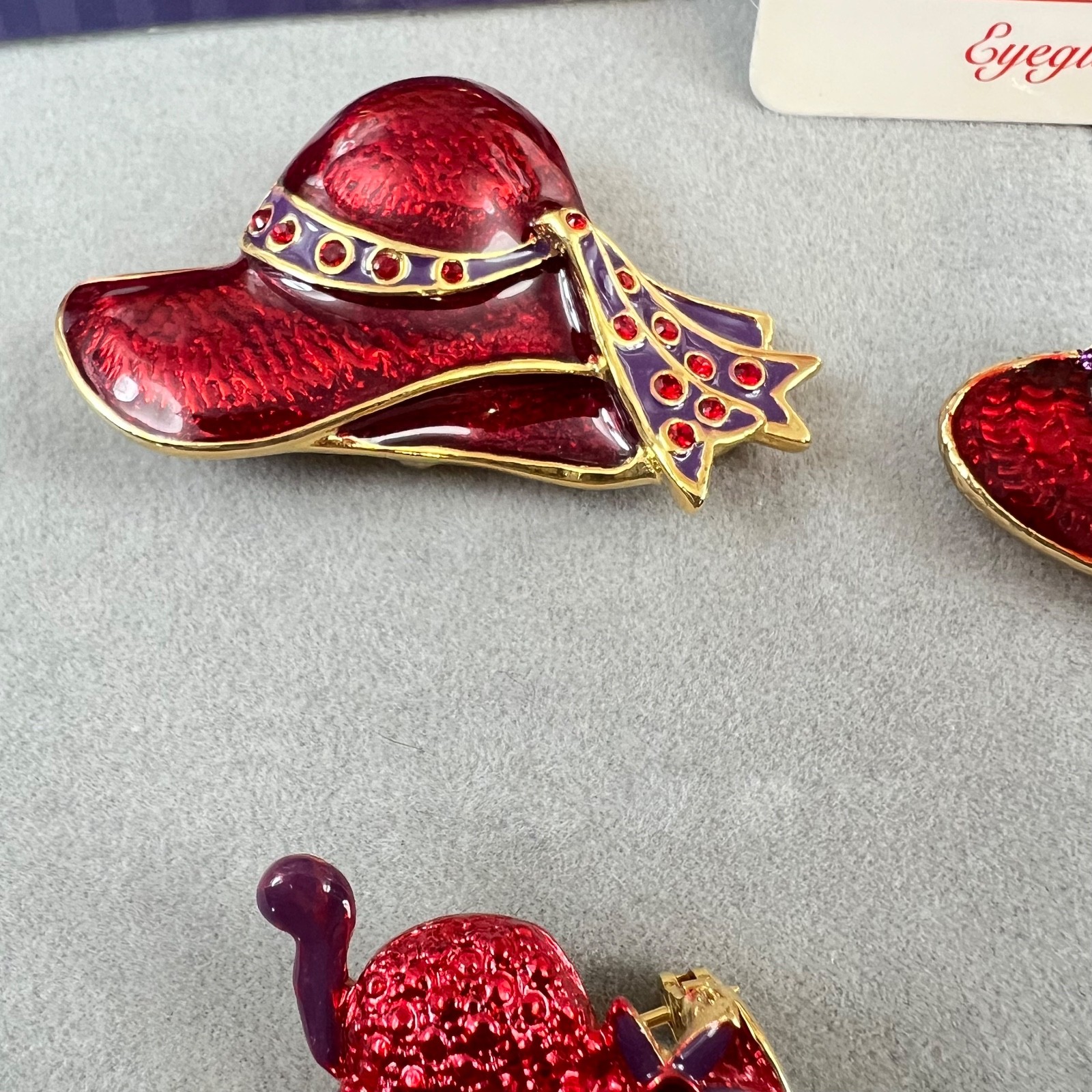 Red Hat Society Lot, Brooches Hat Pins Pendants Crystal Purple Multicolor *READ