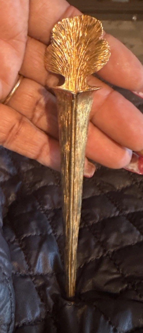 Vintage MIGNON FAGET Sterling Gold Wash Flower Brooch Pin