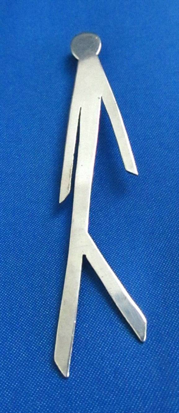 Vintage Sterling Silver Modernist Phyllis Woods Stick Figure Person Brooch Pin