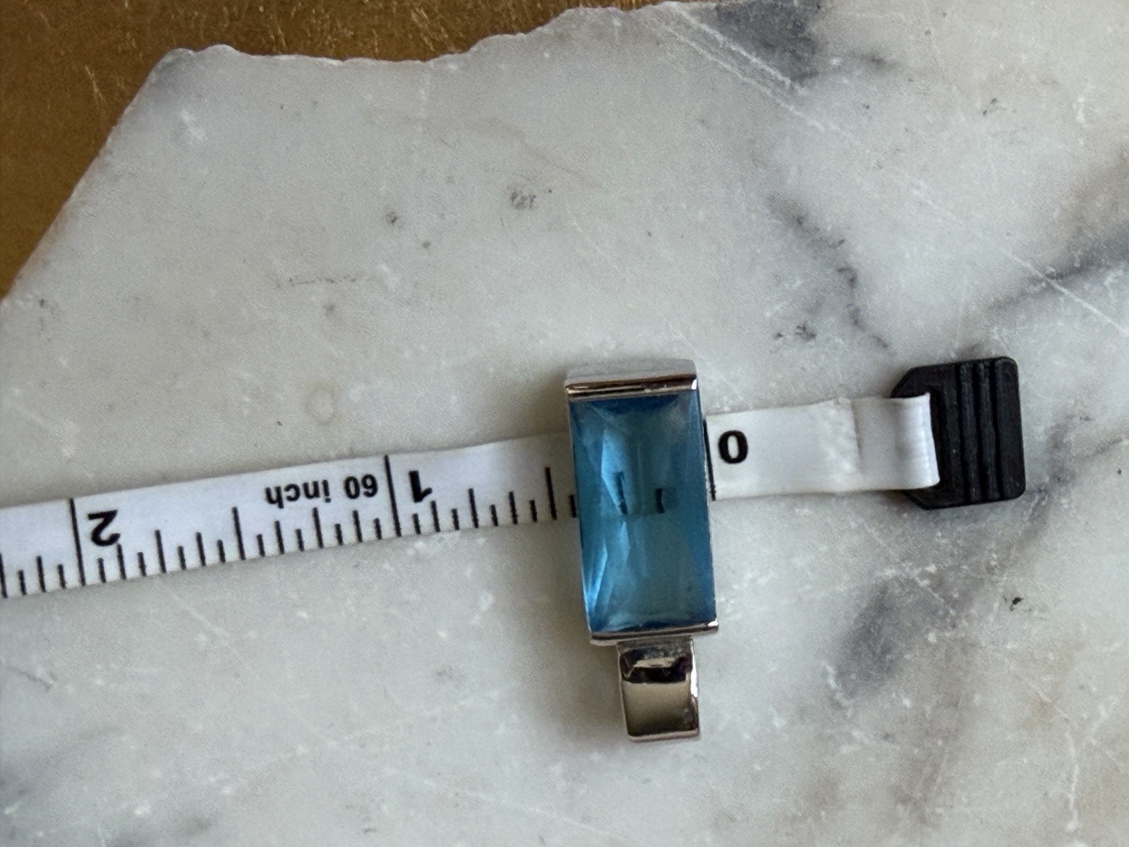 Vintage silver tone blue glass crystal pendant Statement piece