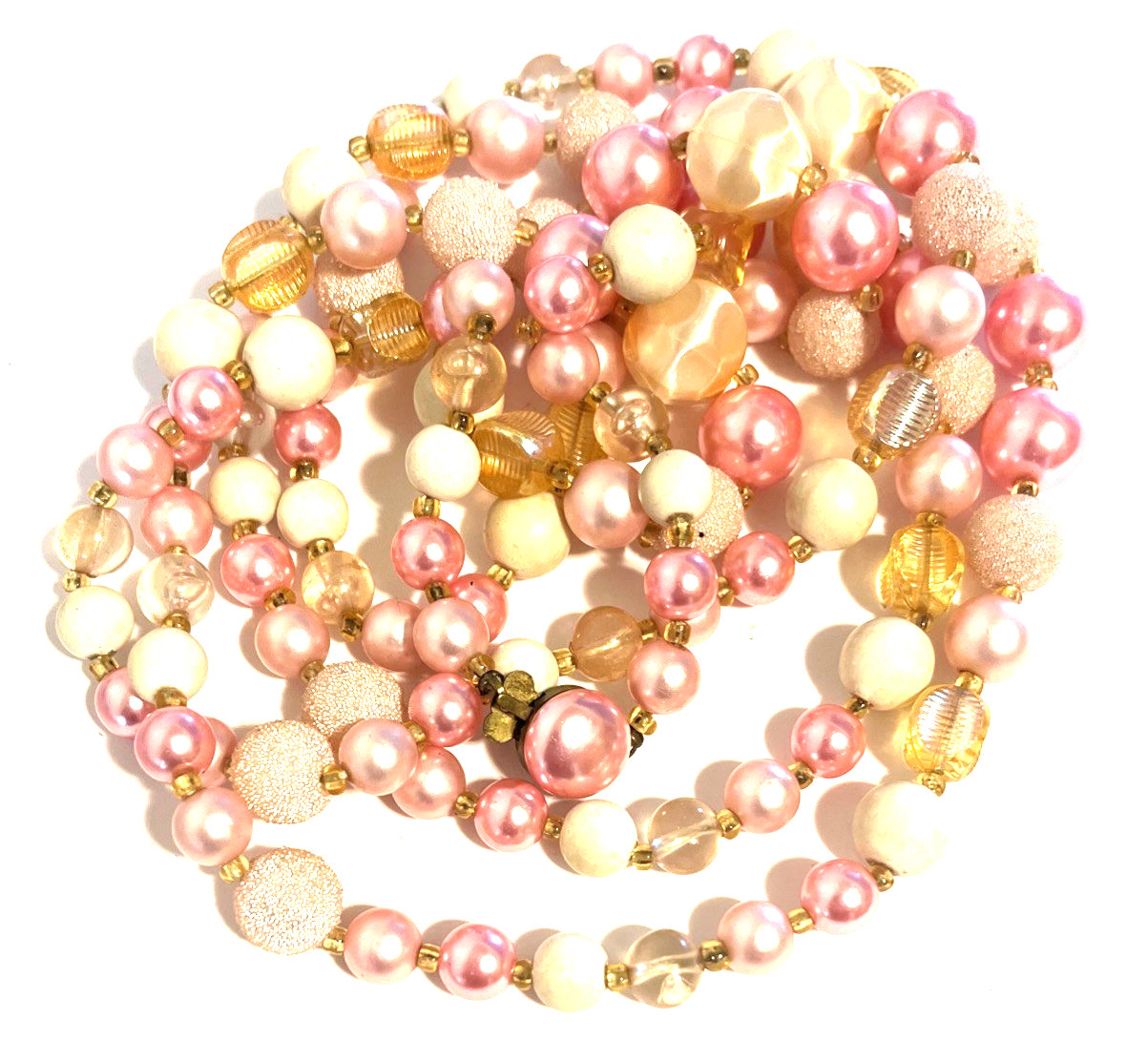 Vintage Single Strand Pastel Colors Necklace 32”