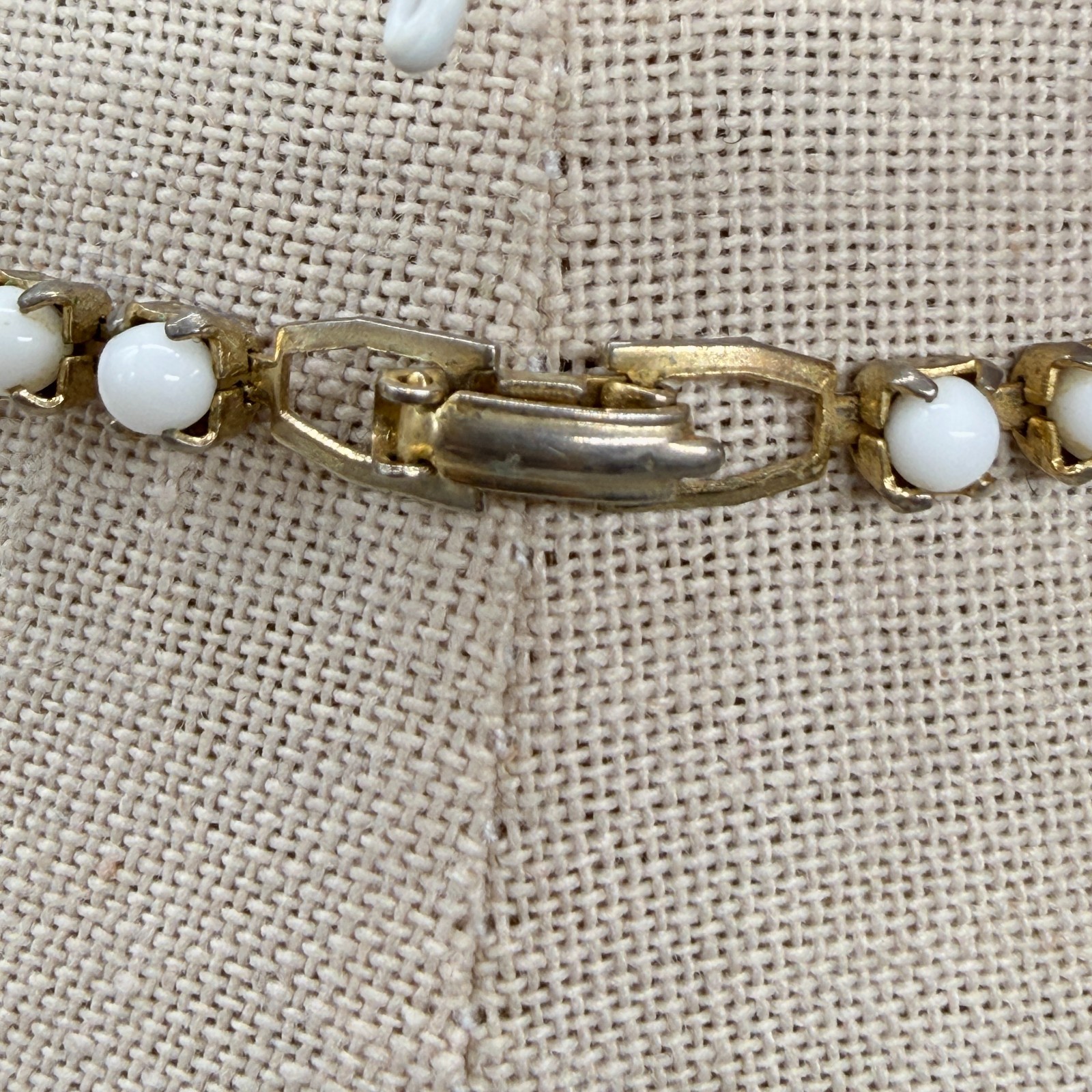 Vintage Collar Necklace Milk Glass Beaded Flower Pendants 16 Inches