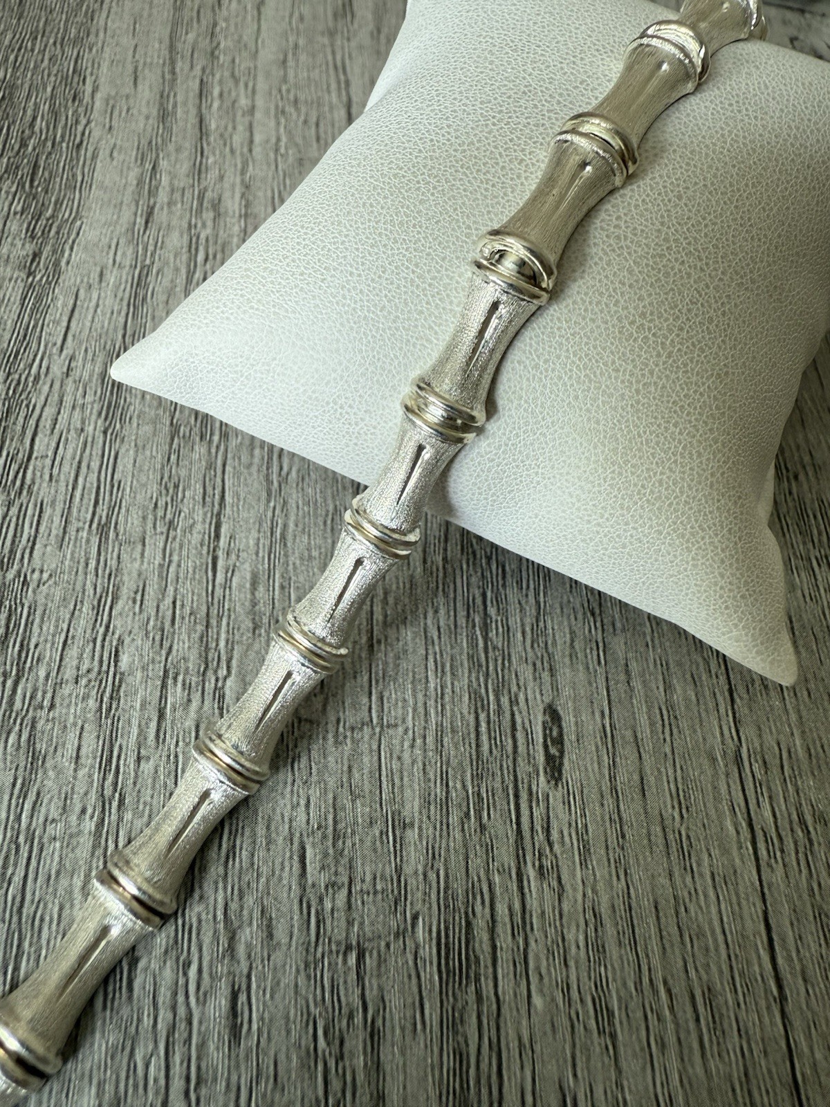 Vintage Signed Sterling Silver 925 Italy Bamboo Link Chunky Chain Bracelet 11g