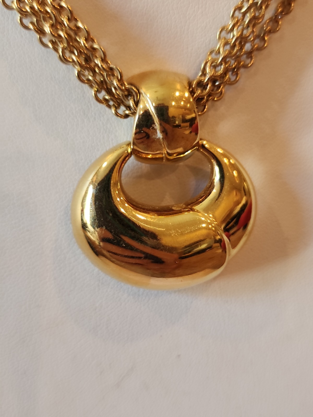 Vintage Monet 4 Strand Mesh Chain Gold Tone Statement Choker Pendant Necklace