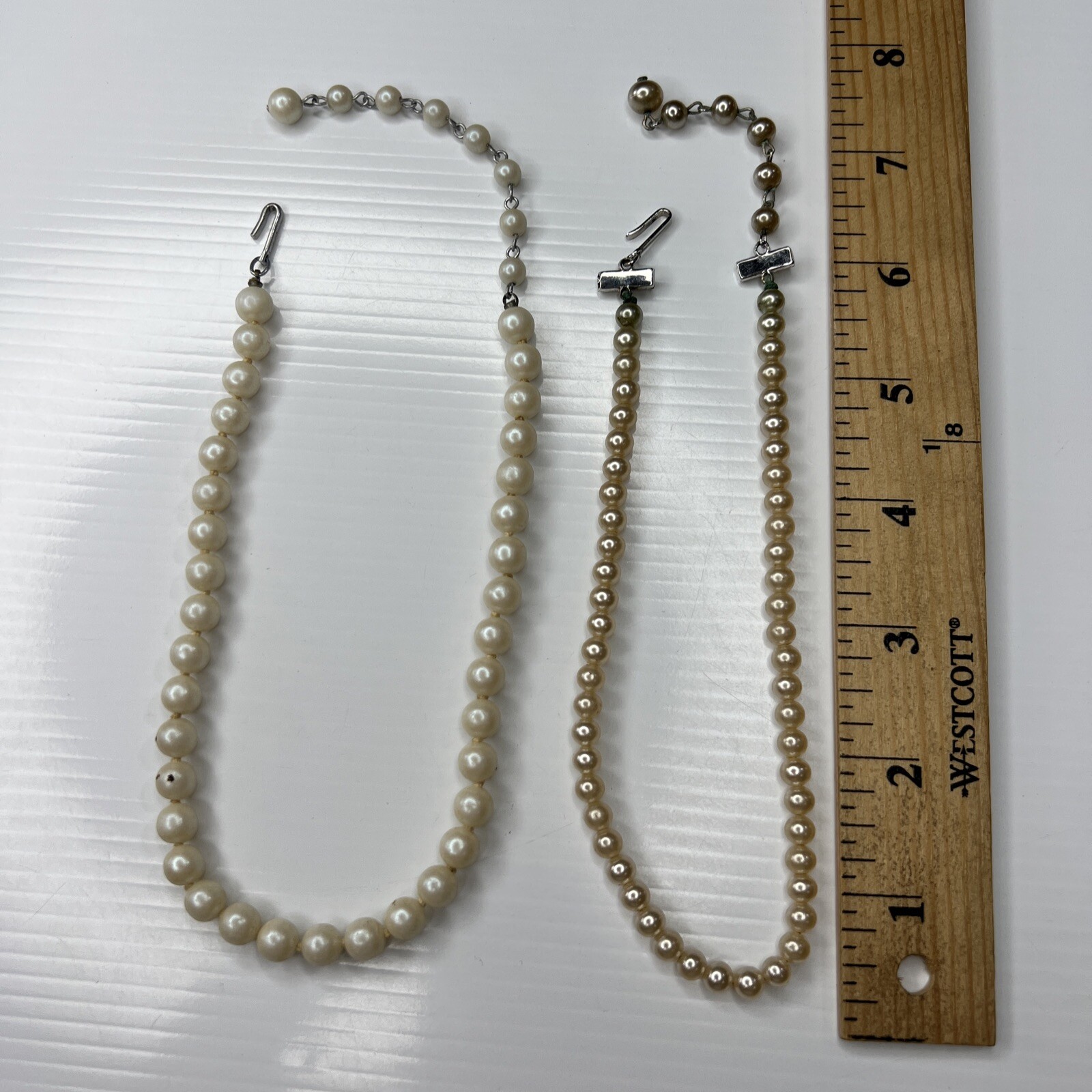 H3.26 Lot Silver Hook Clasp Choker 60s Glam Deco Vintage Flapper necklace 14”