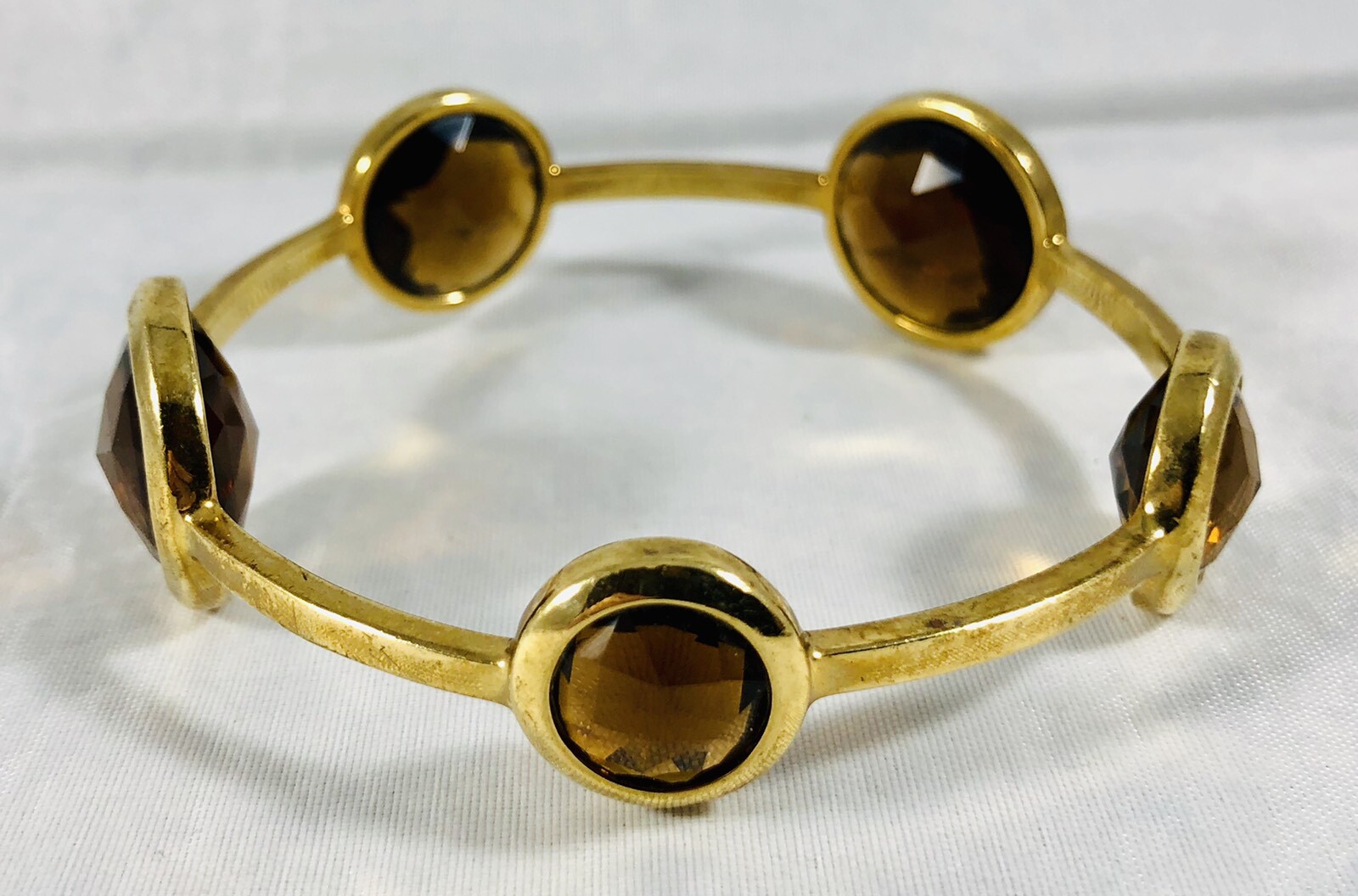 Vintage Henri Bendell Bangle Bracelet Goldtone Faceted Glass