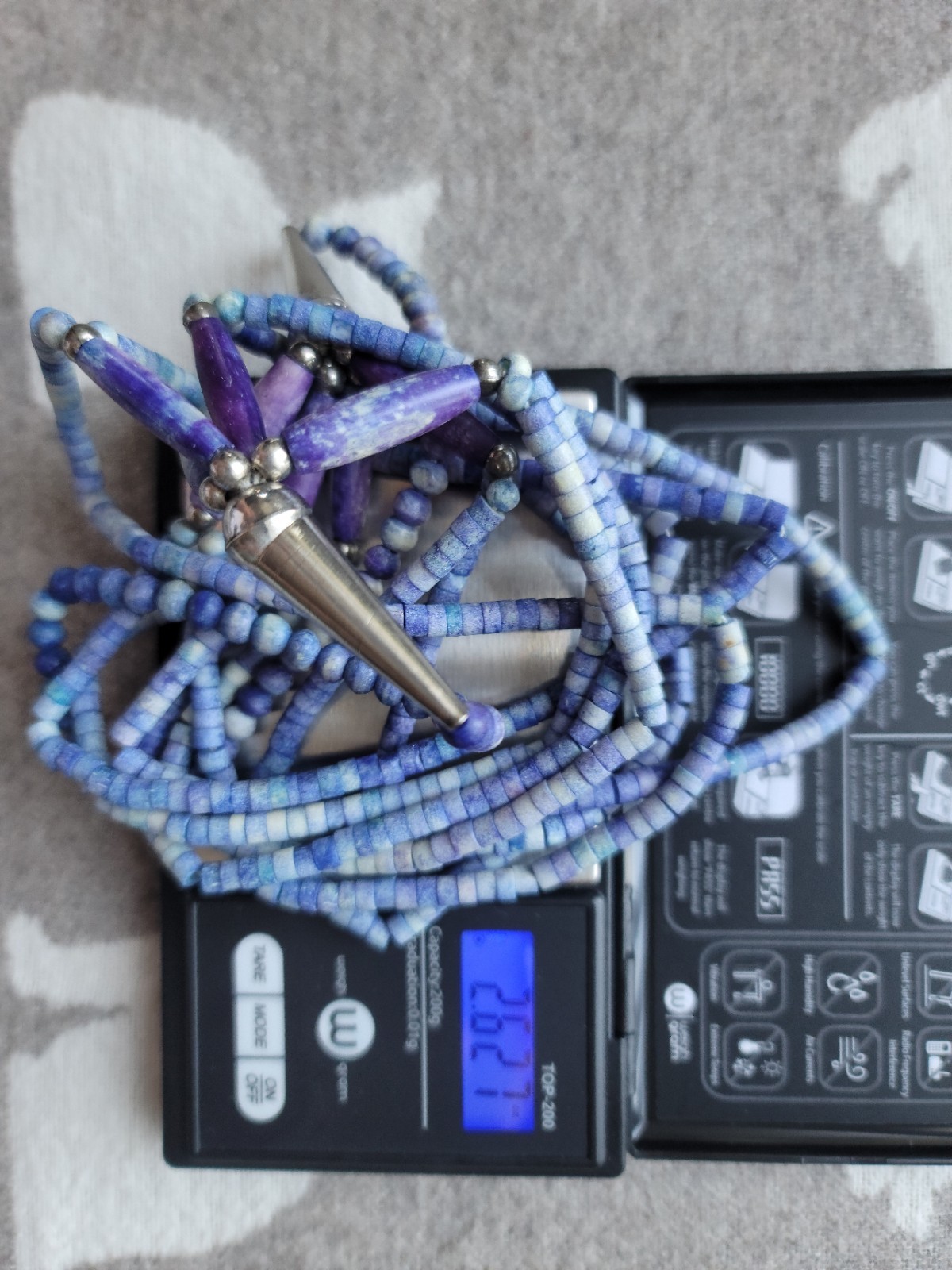 VINTAGE SODALITE BEAD STATEMENT NECKLACE 24″ MULTI (8) STRAND-PRETTY!
