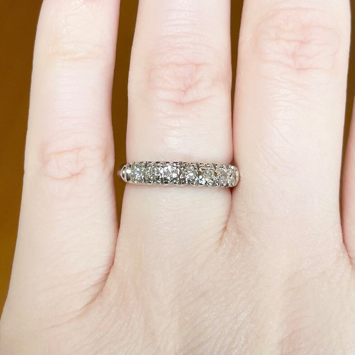 1/2 CTW White Round Cut Simulated Diamond Wedding Art Deco 925 Silver Band Ring