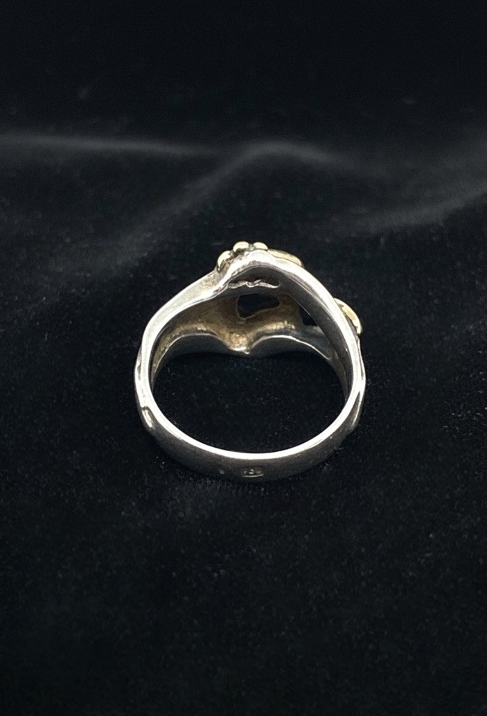 Vintage Art Nouveau Style Peridot Sterling Silver and 14K YG Vermeil Ring Size 8