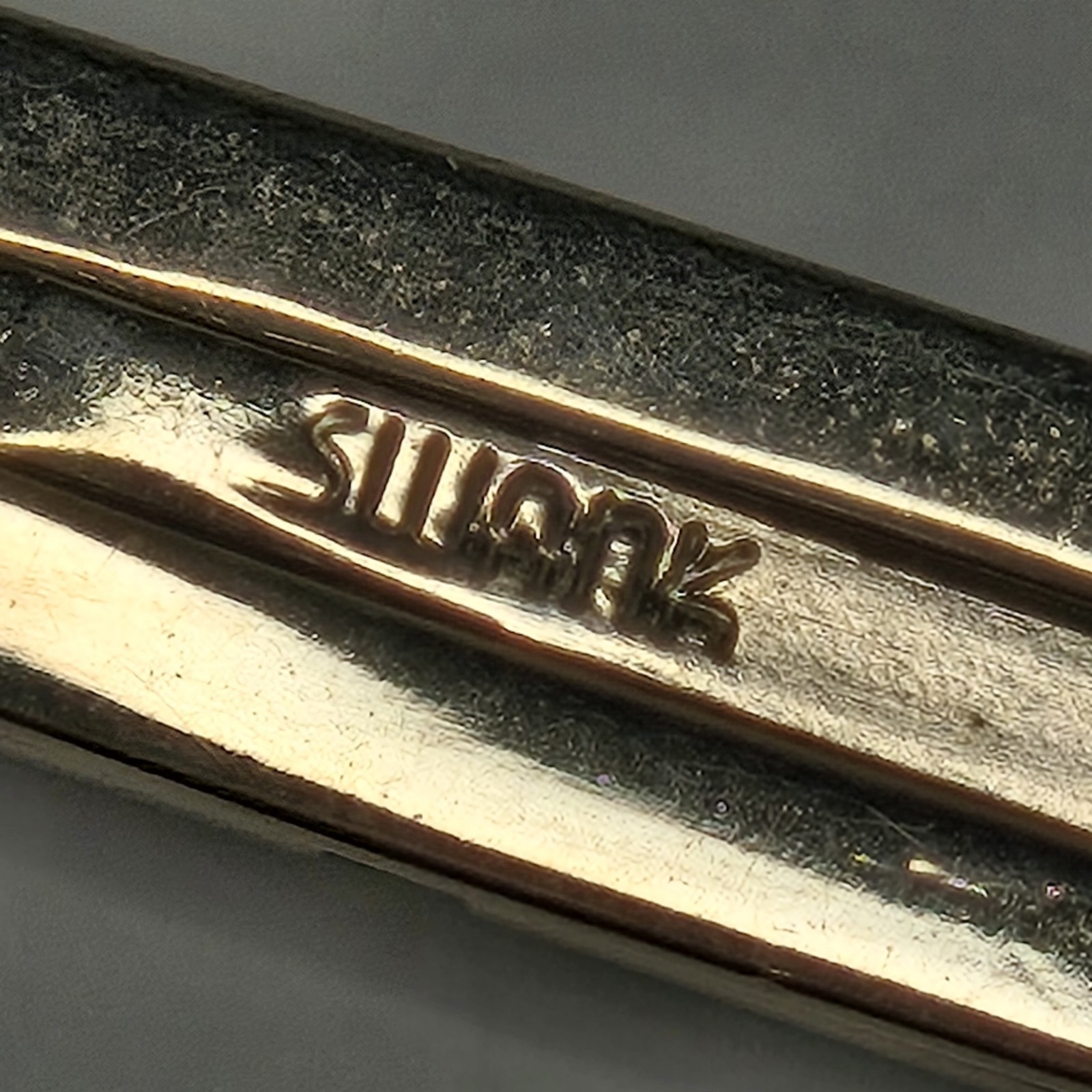 Vintage Swank Gold Tone Tie Clip Geometric Brick Watchband Link Mid Century MCM