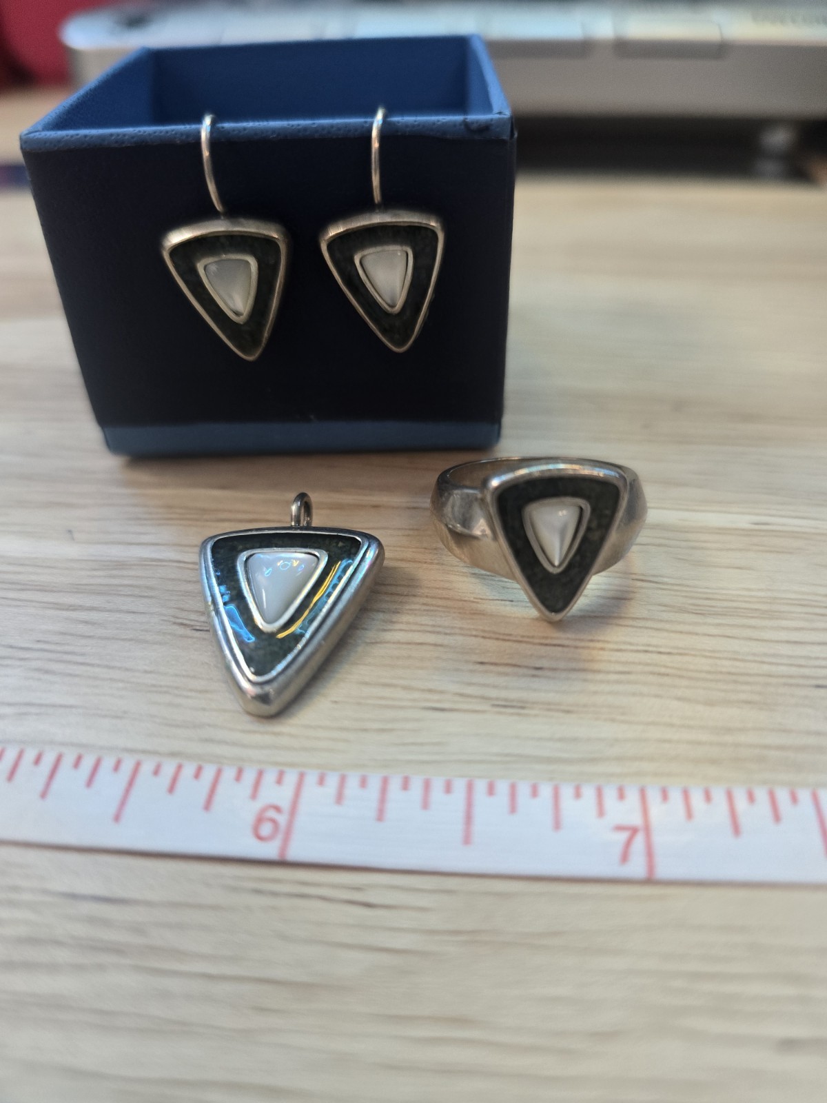 Carolyn Pollack Relios 925 Sterling Silver FULL SET ring Pendant Earrings Ex Con