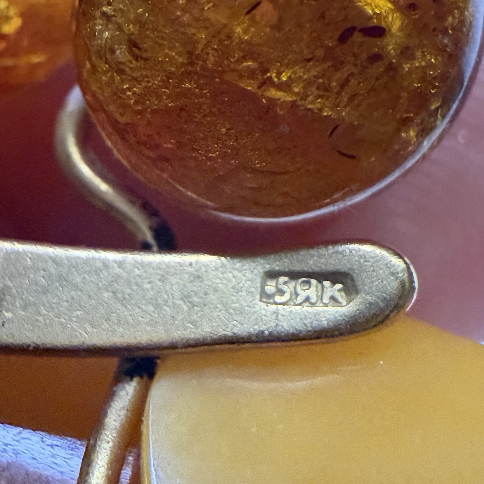 Vintage Russian 9RK Gold Tone Baltic Butterscotch Honey Amber Brooch Pin