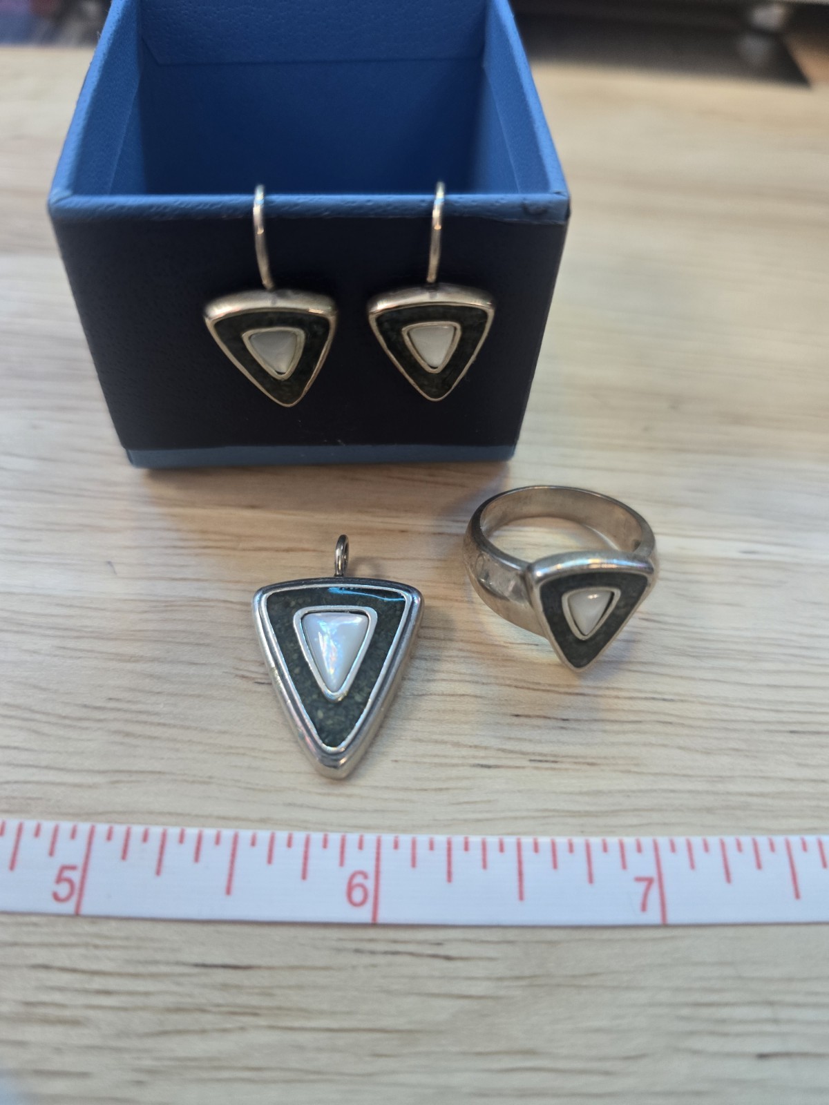 Carolyn Pollack Relios 925 Sterling Silver FULL SET ring Pendant Earrings Ex Con