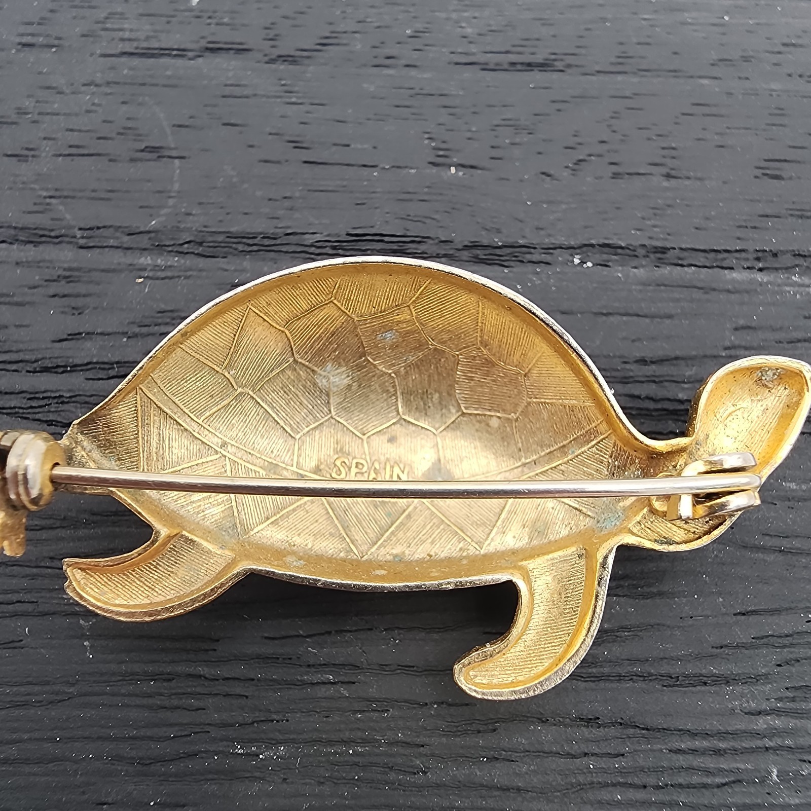 VTG Toledo Damascene Turtle Brooch Pin Gold Tone Spain Toledoware Animal GUC