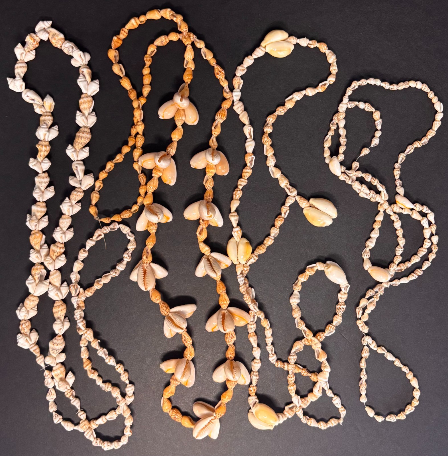 Lot Of 4 VTG Hawaii Cowrie Shell Necklaces Natural Sea Shell Boho Beach
