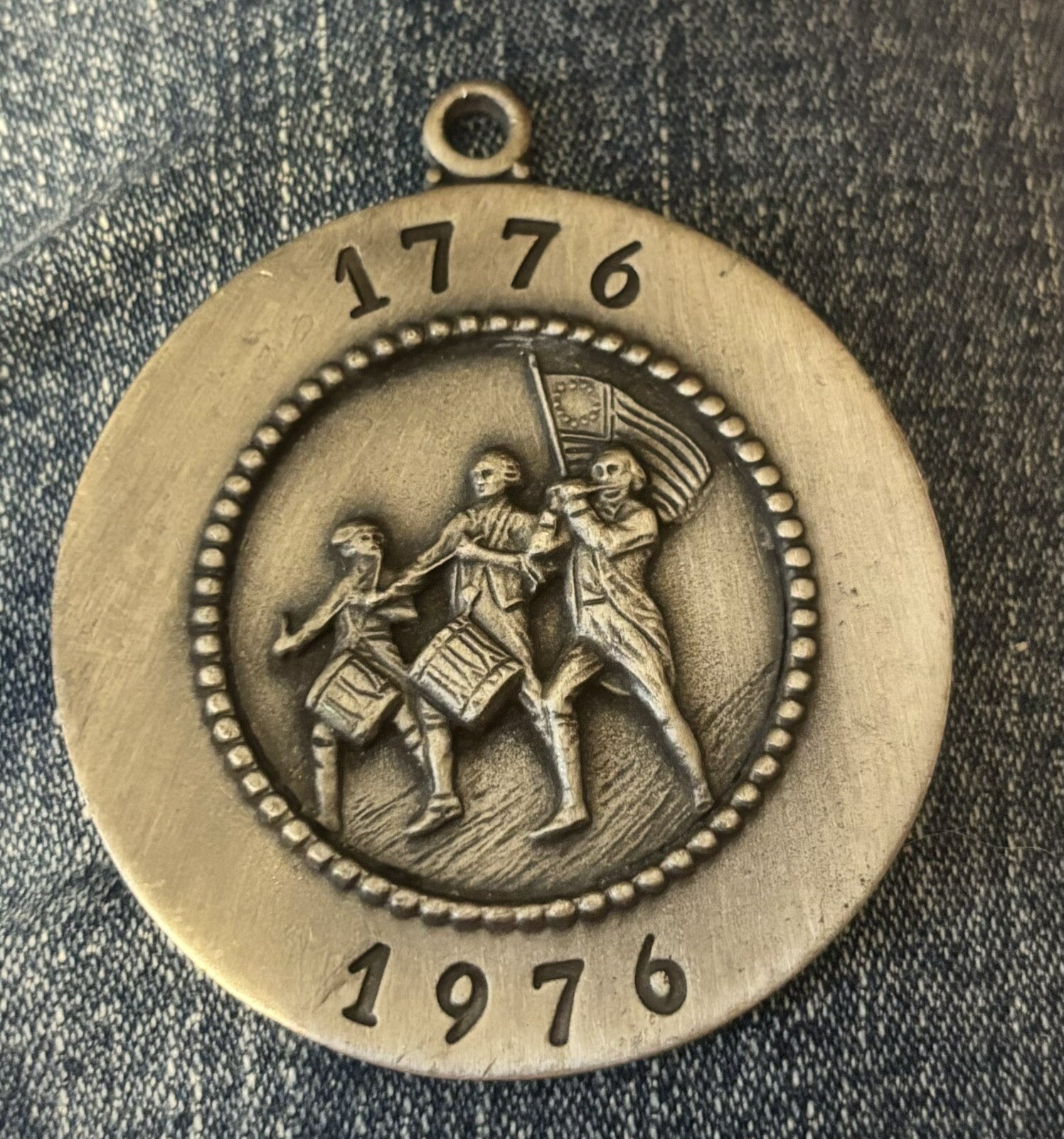 Vntg Pewter Pendent Necklace Bicentennial Spirit Of 76. No chain Included