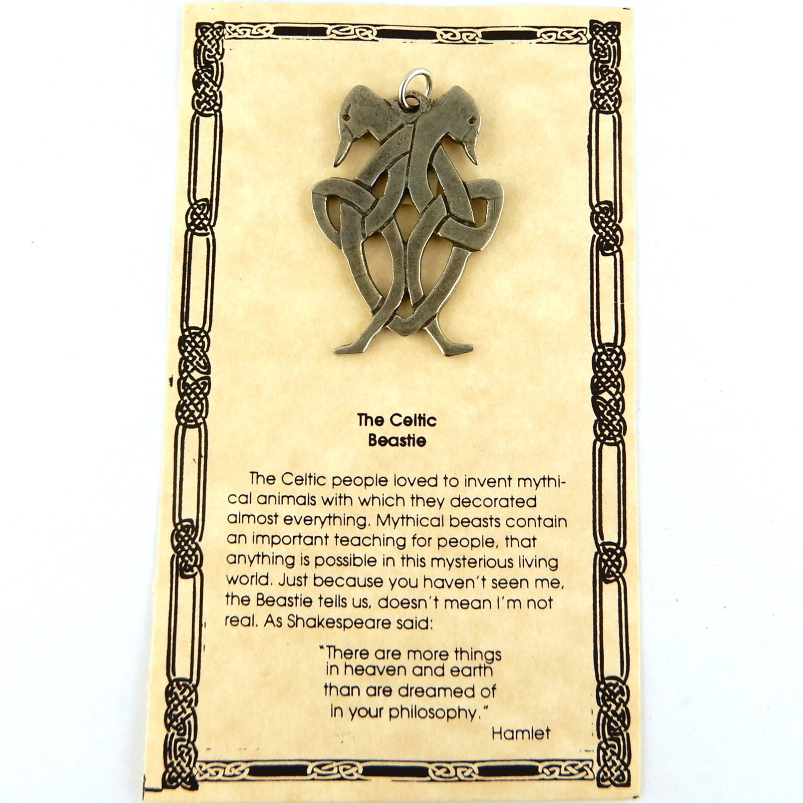 Vintage Celtic Beastie Pendant, your choice Bronze or Pewter