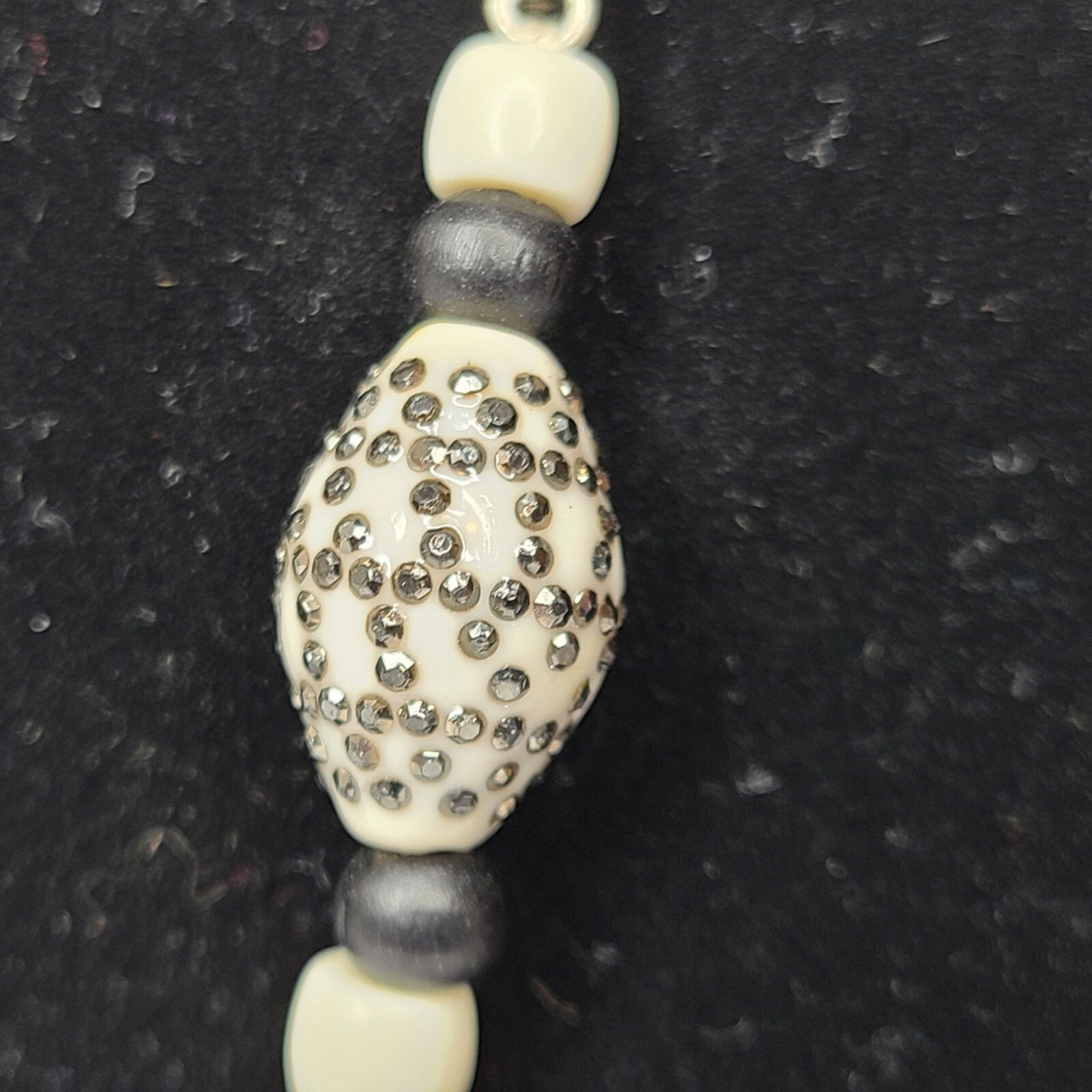 Leather Necklace Rhinestone Spotted Bead Tassel Chain Tassels