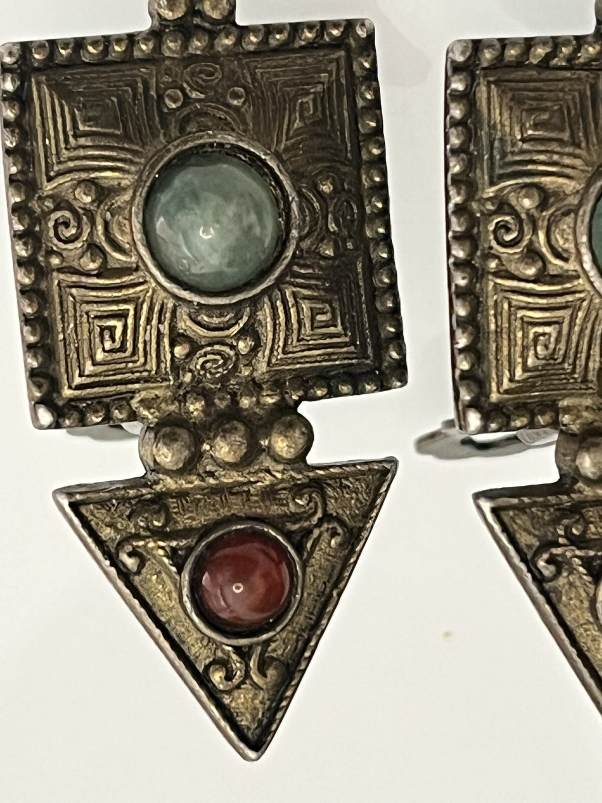 Robert Rose Vintage 90s Retro Earrings Clip On Gothic,grunge Drop Blue Cabochon