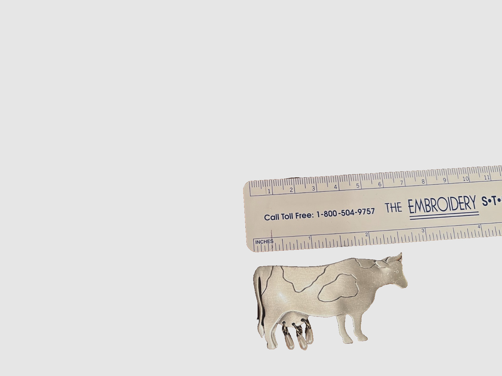 Vintage JJ (Jonette Jewelry) Pewter Cow Pin with Faux Pearl Udders