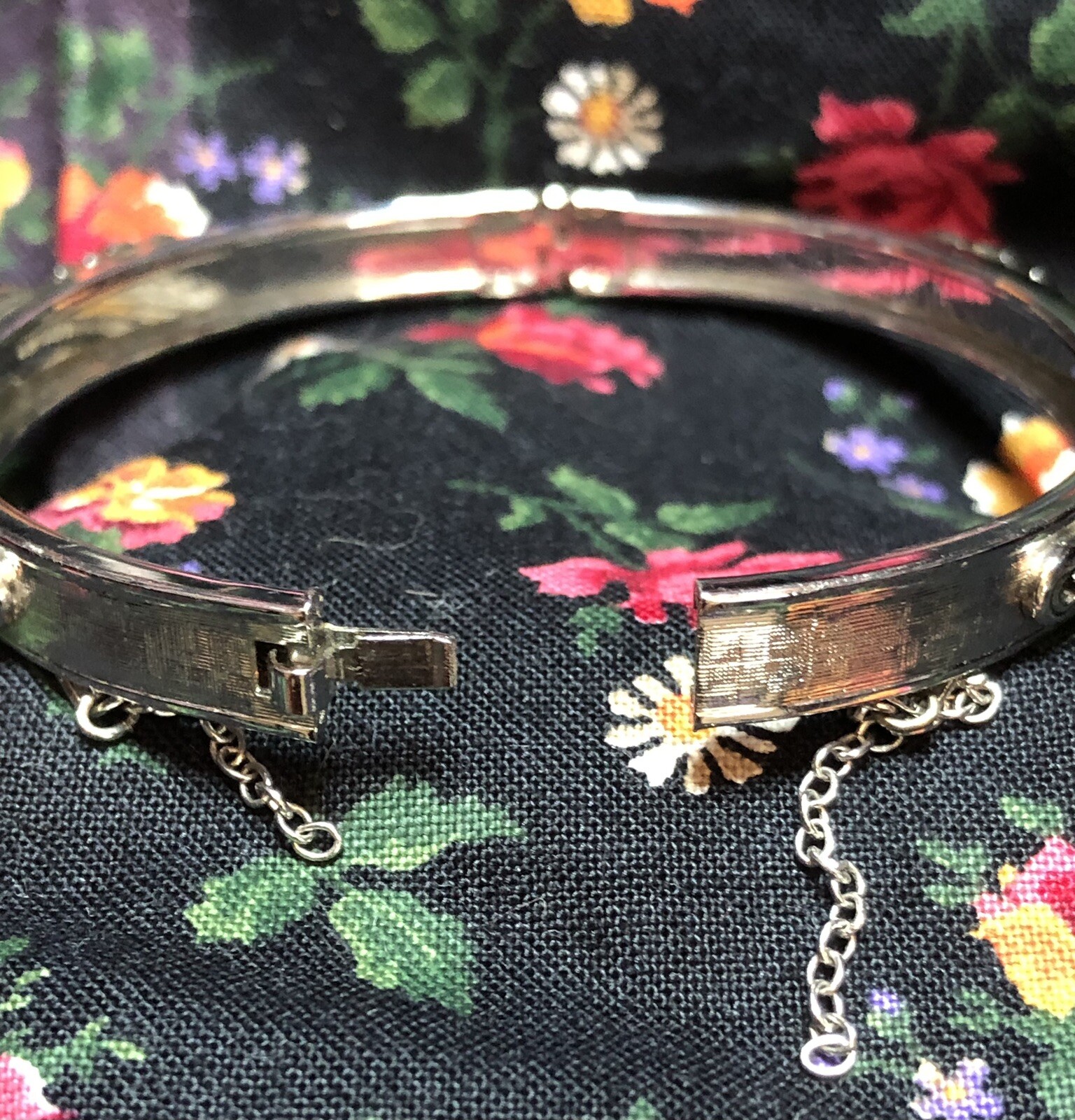 Whiting and Davis Silver Tone Hindged Bracelet Bangle As Is GUC